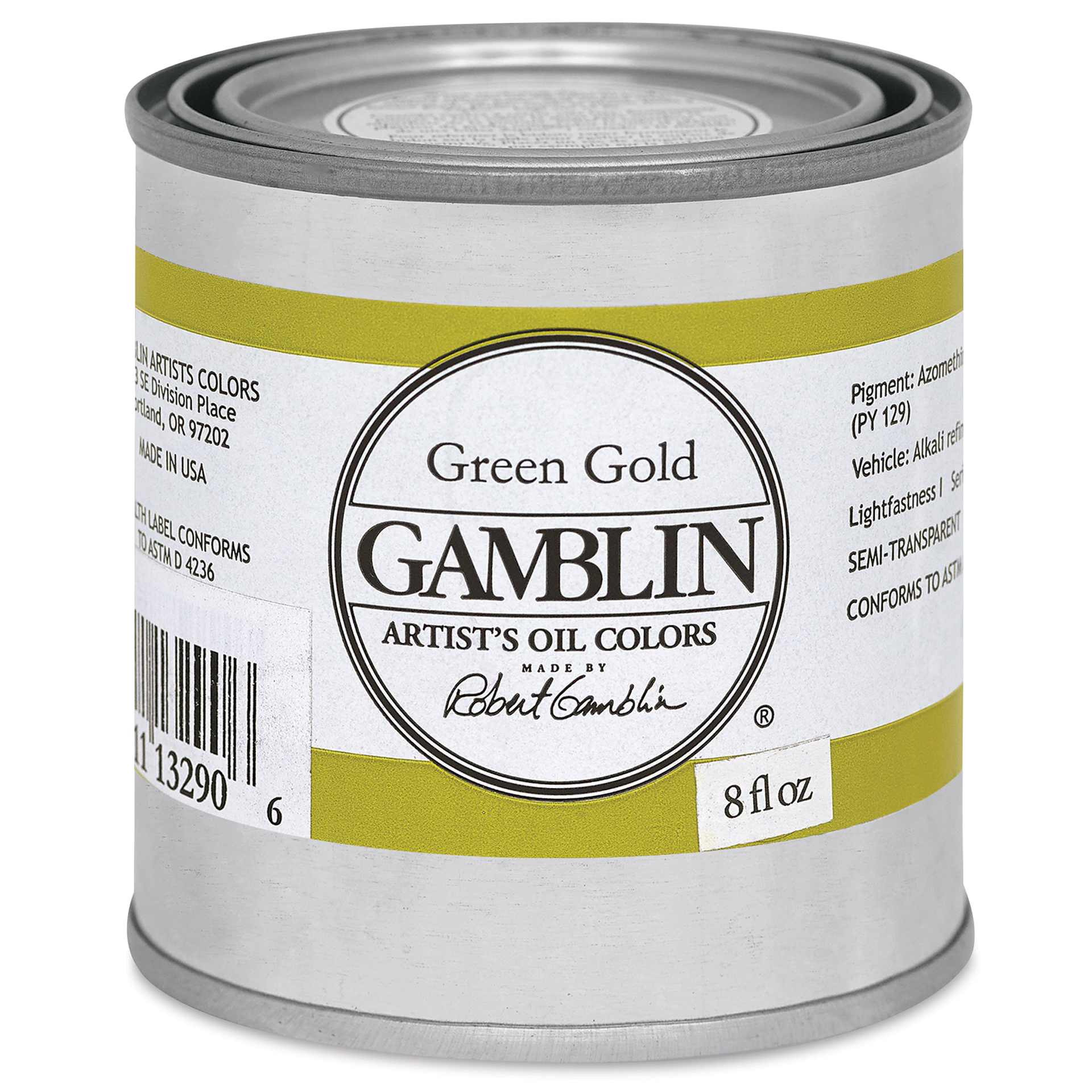 Gamblin Artist's Oil Color - Green Gold, 8 oz can