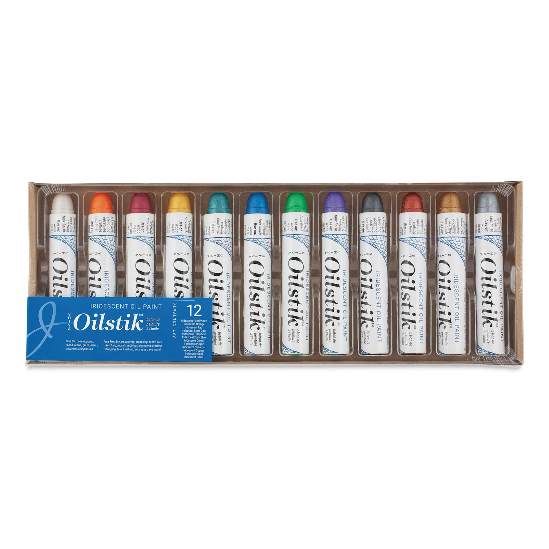 Shiva Oilstik Oil Paint - Set of 12, Iridescent, 37 ml