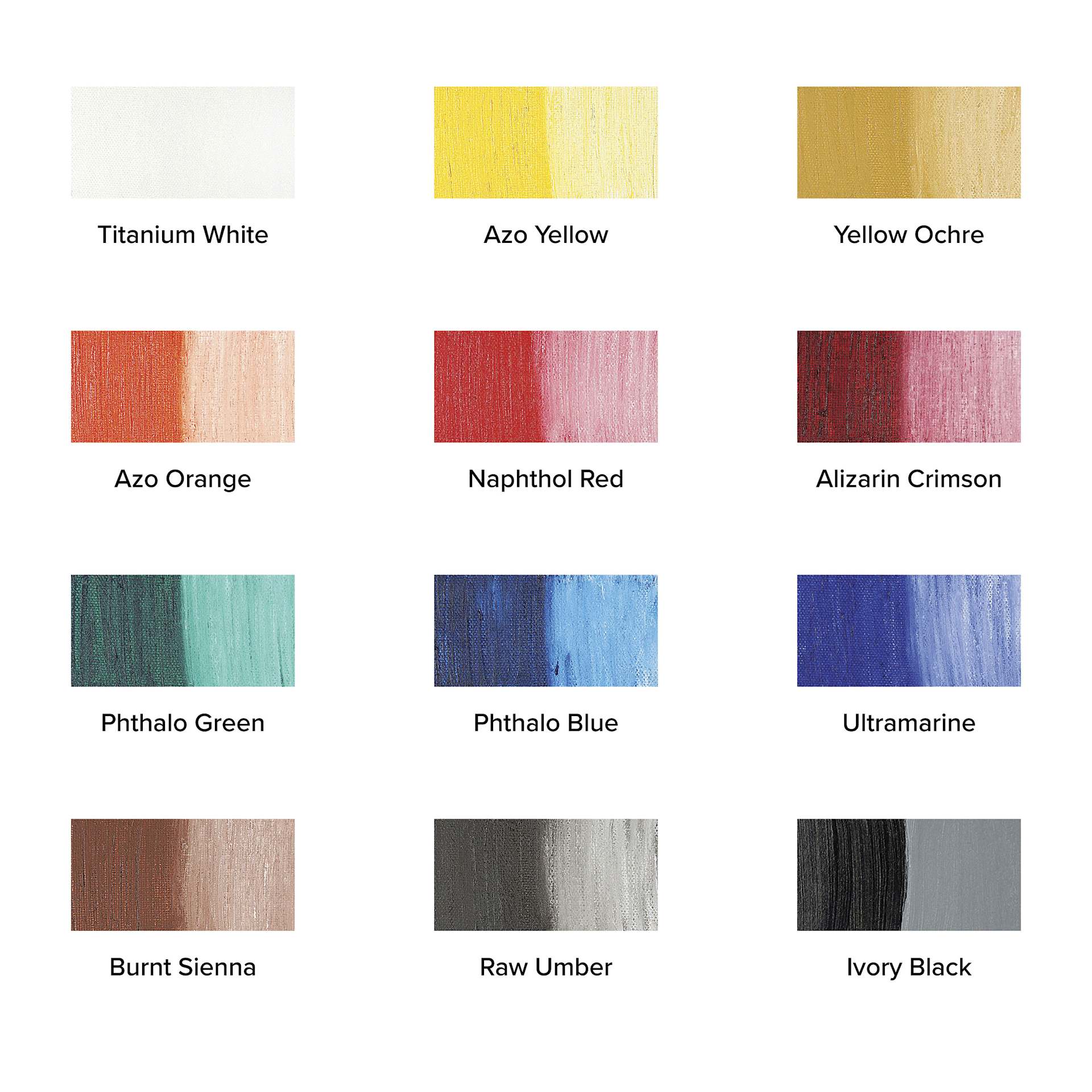 Shiva Oilstik Oil Paint - Set of 12, Iridescent, 37 ml, swatches