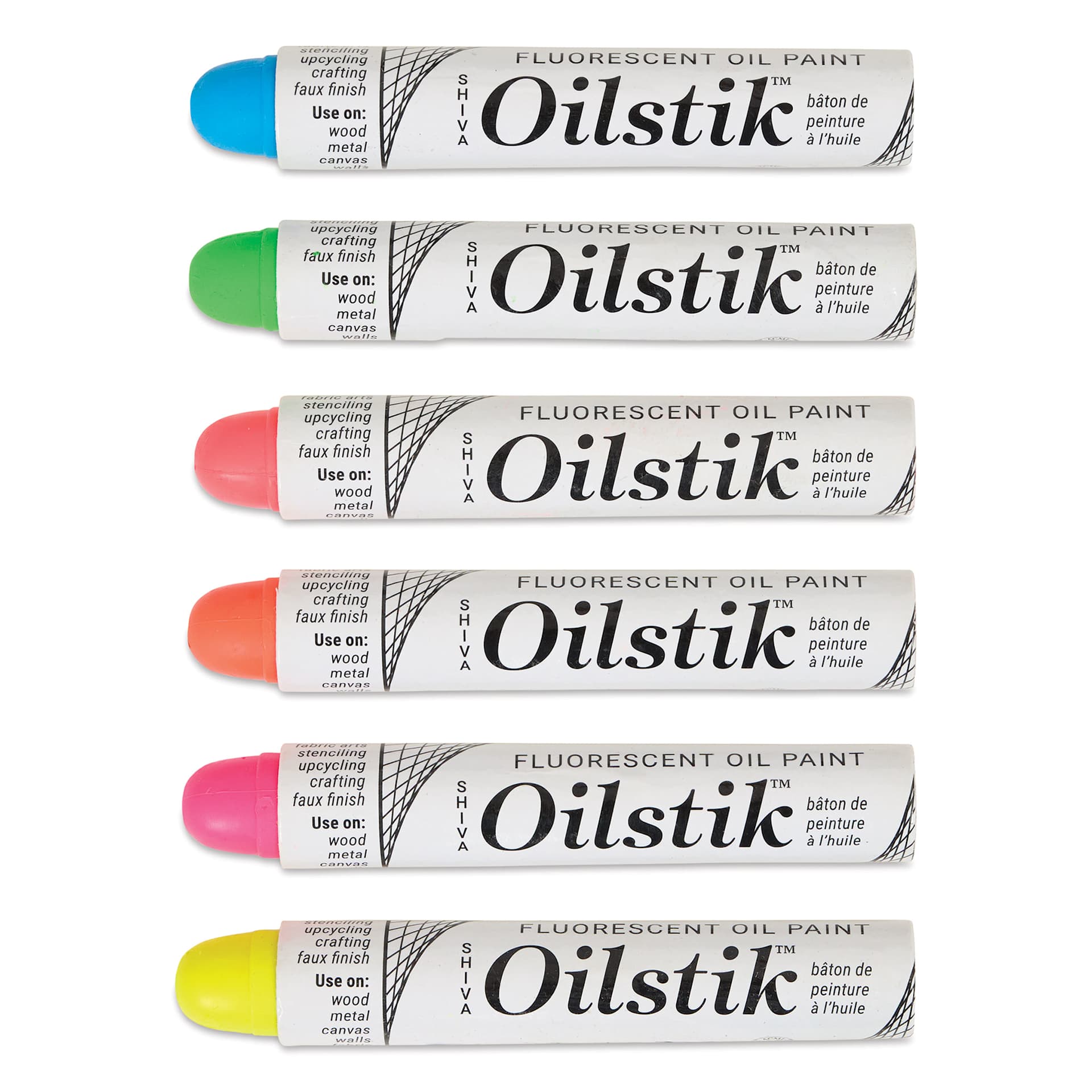 Shiva Oilstik Oil Paint - Fluorescent Set of 6 front of sticks