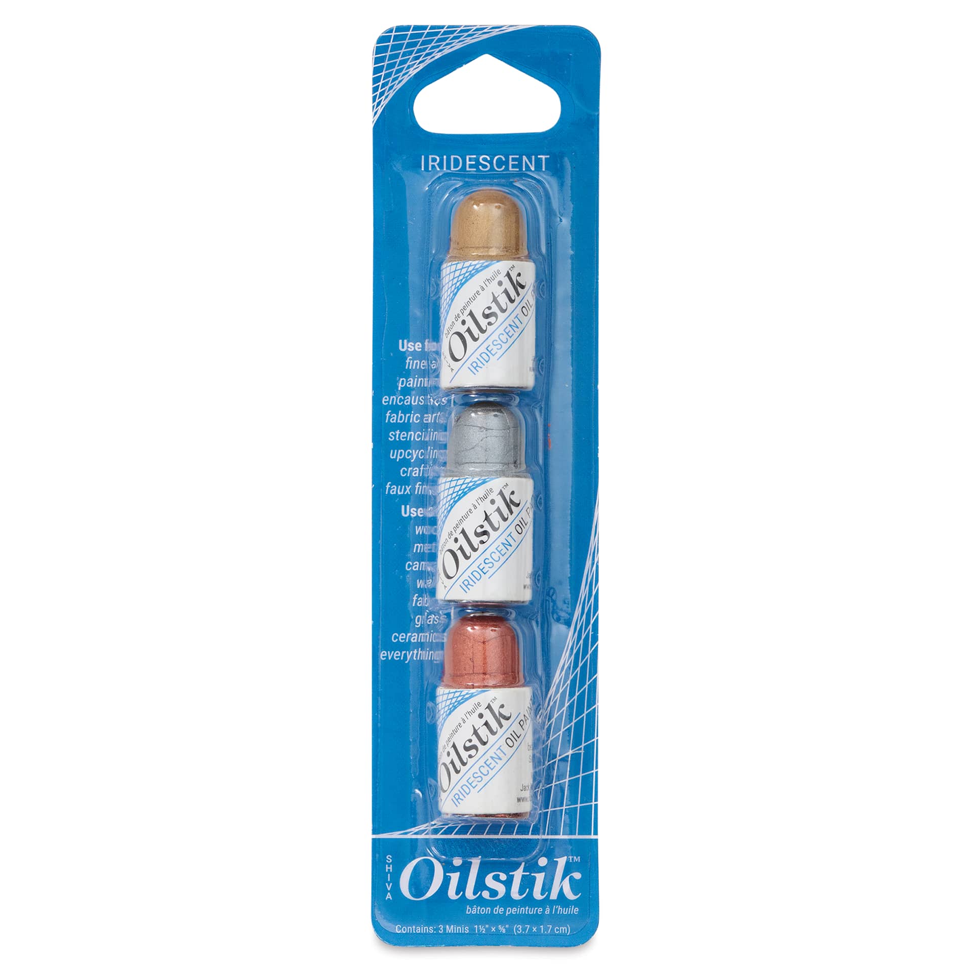 Shiva Oilstik Oil Paint - Iridescent Mini Colors, Set of 3 (Front of package)