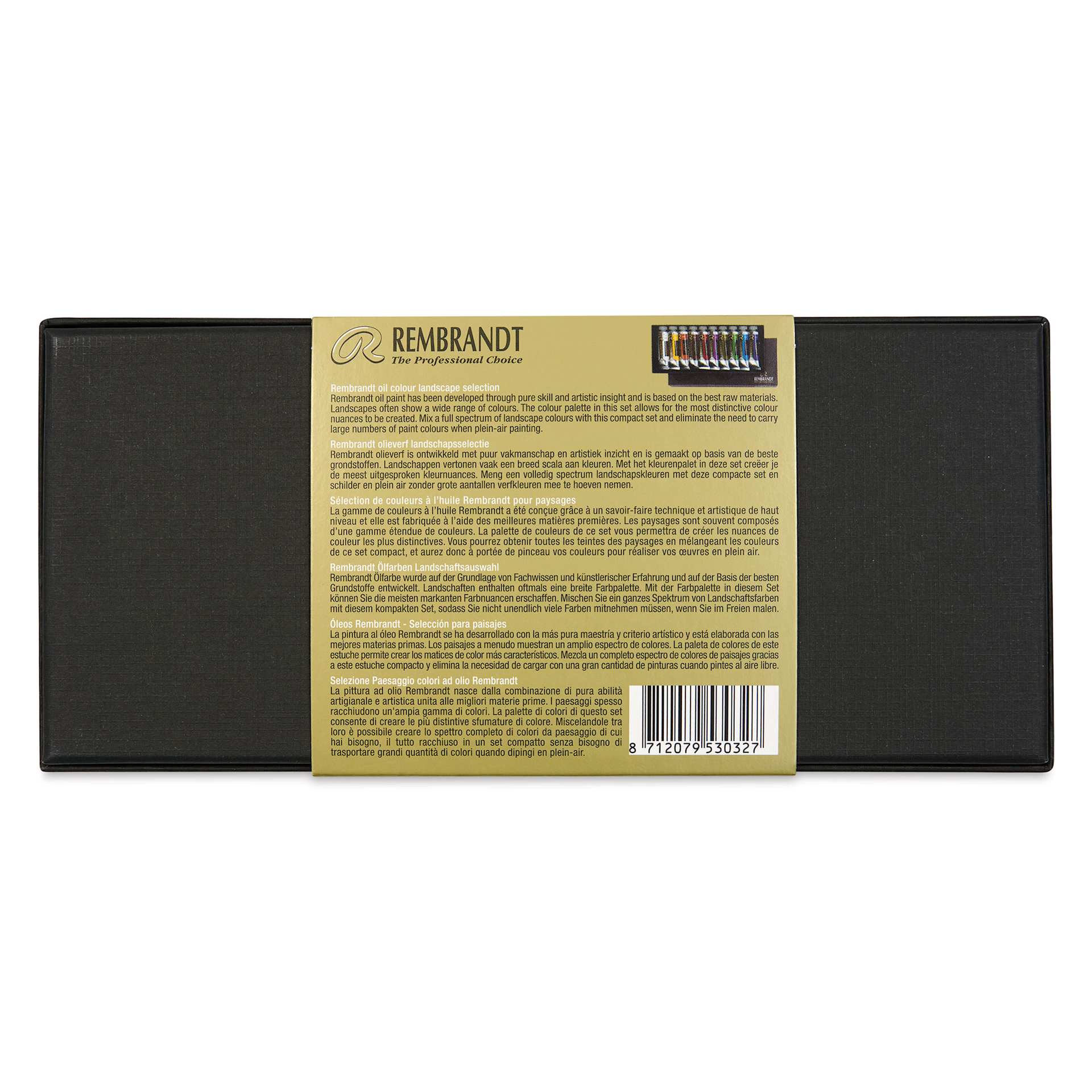 Rembrandt Artists' Oils - Landscape Set, Set of 10, 15 ml tubes, back of package