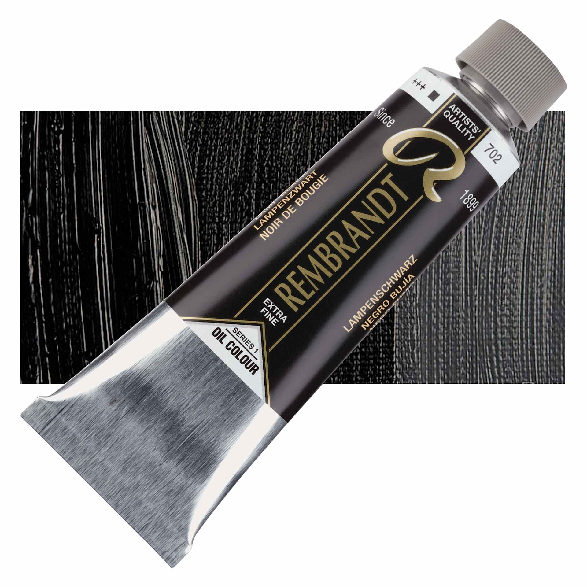 Rembrandt Artists' Oil Color - Lamp Black, 150 ml tube and swatch