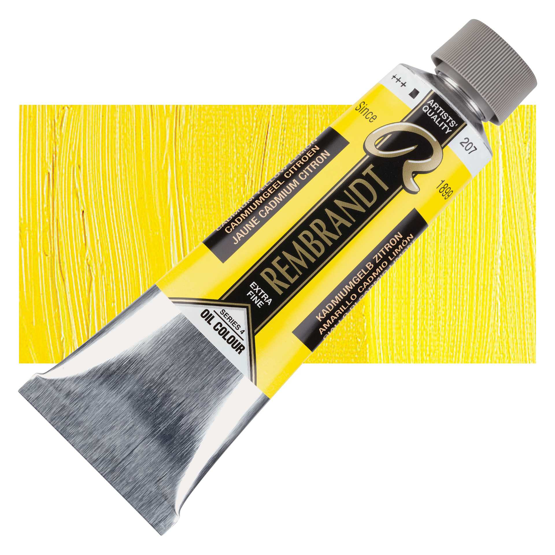 Rembrandt Artists' Oil Color - Cadmium Yellow Lemon, 150 ml tube and swatch
