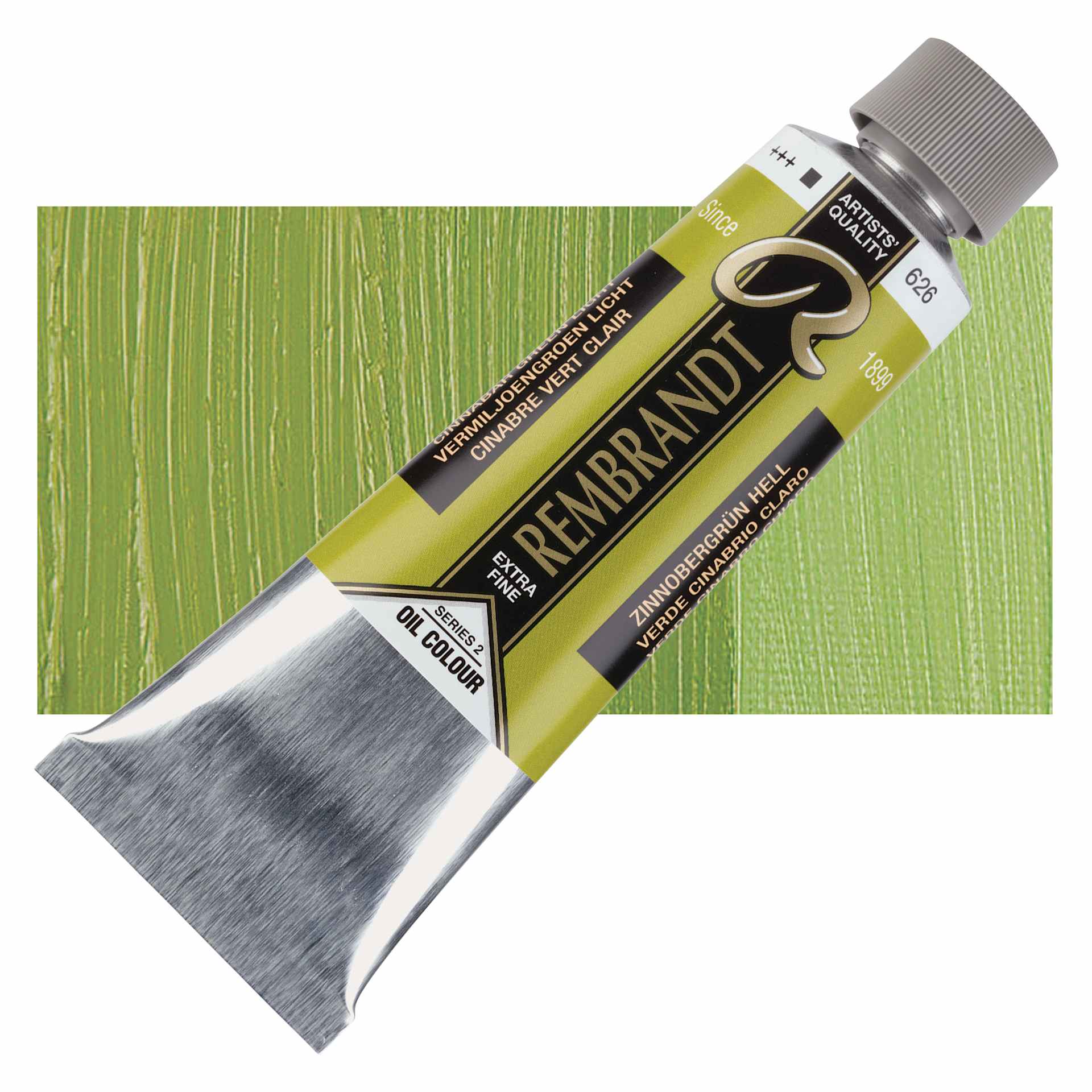 Rembrandt Artists' Oil Color - Cinnabar Green Light, 150 ml tube and swatch