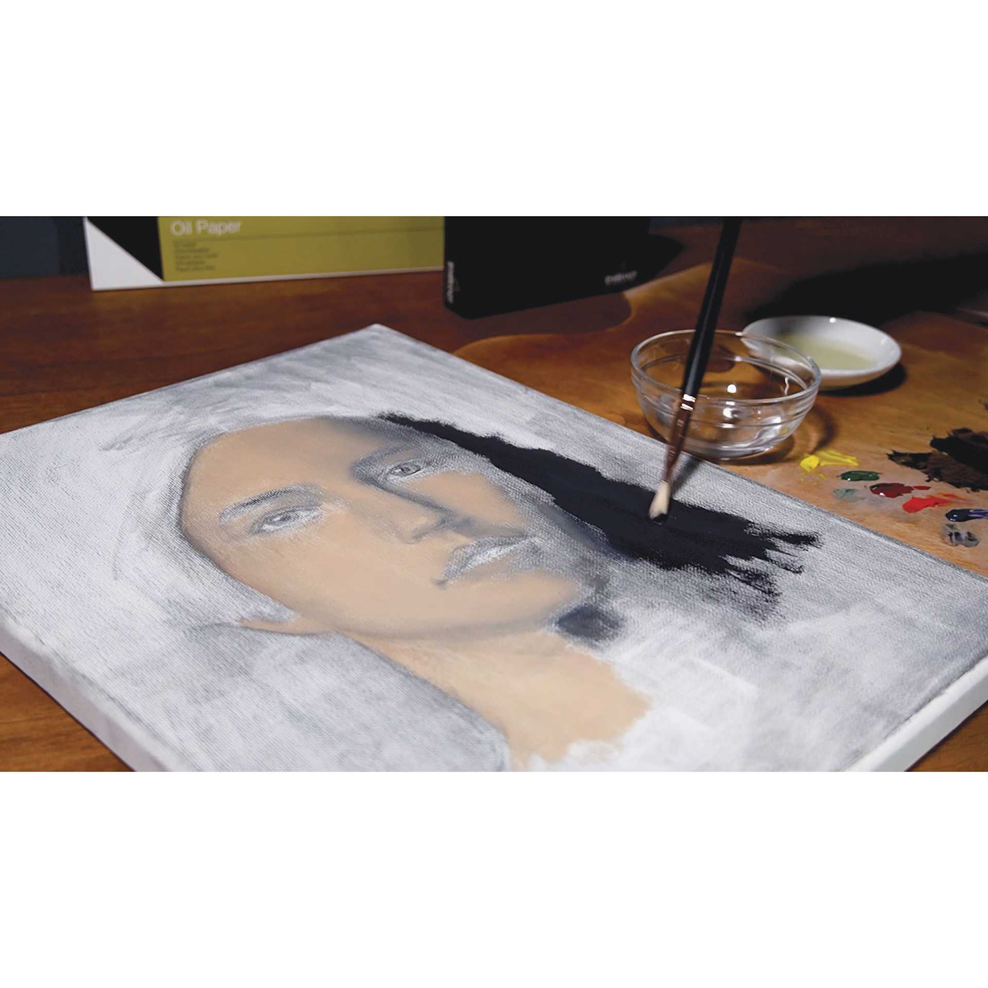 Rembrandt Artists' Oil Paints and Sets, unfinished portrait