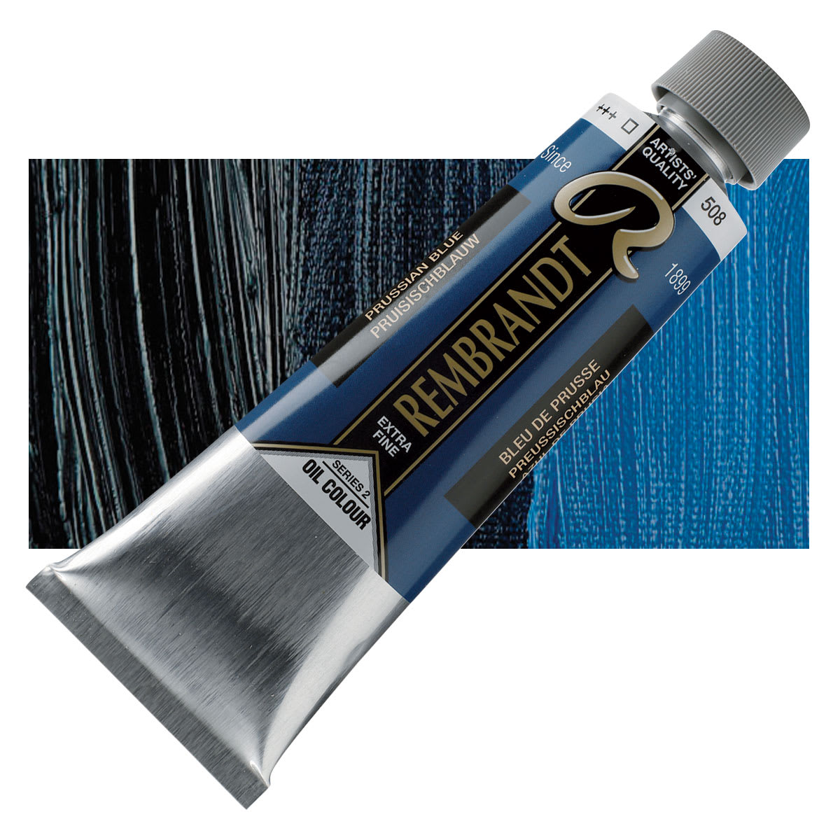 Rembrandt Artists' Oil Color - Prussian Blue, 150 ml tube and swatch