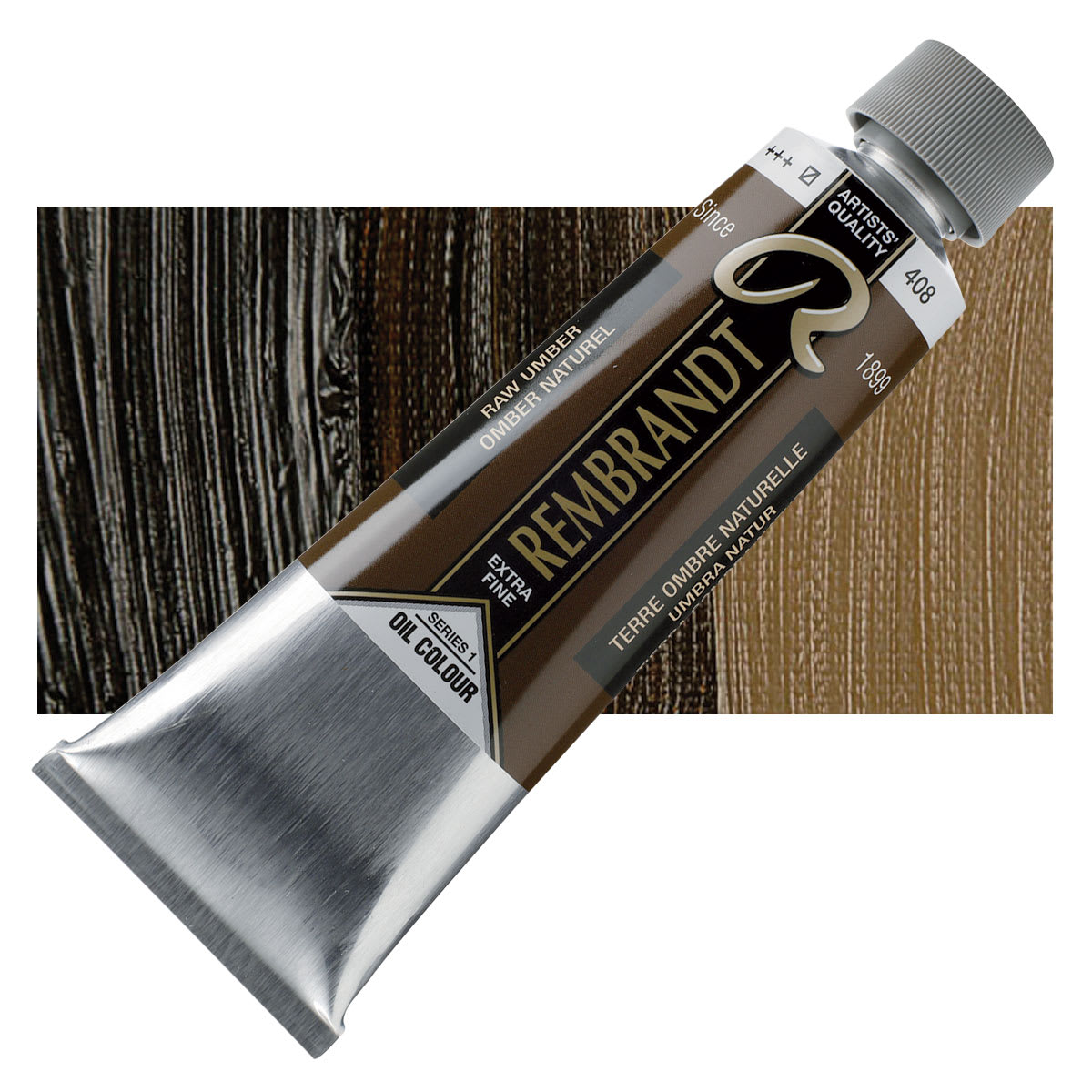 Rembrandt Artists' Oil Color - Raw Umber, 150 ml tube and swatch