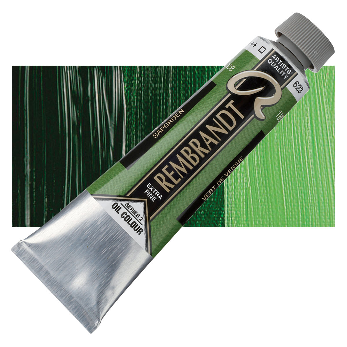 Rembrandt Artists' Oil Color - Sap Green, 40 ml tube and swatch