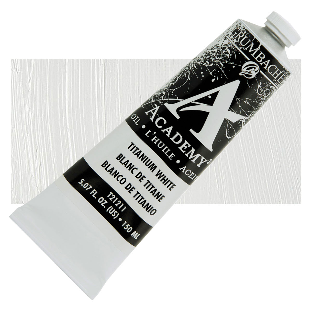 Grumbacher Academy Oil Color - Titanium White, 150 ml tube and swatch