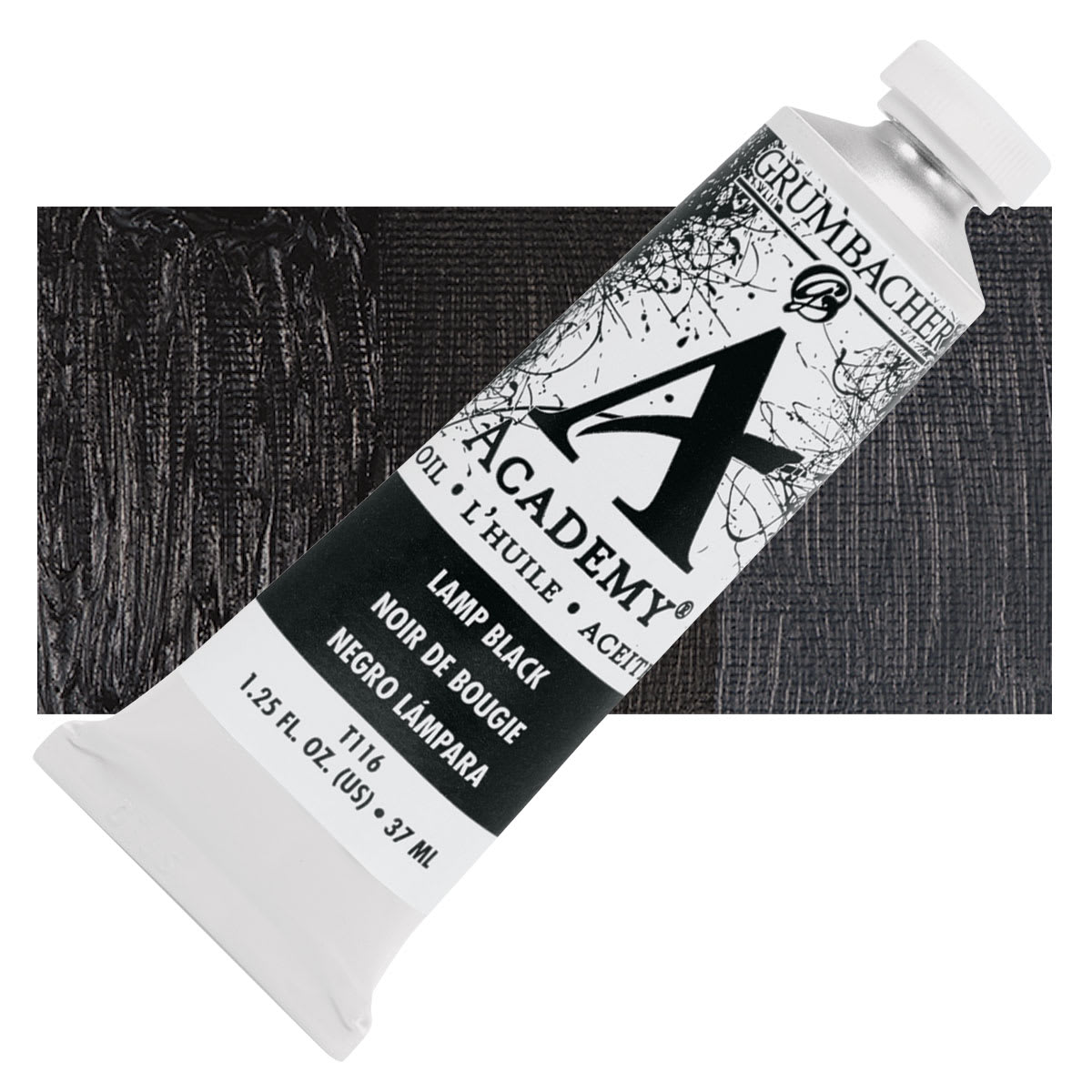 Grumbacher Academy Oil Color - Lamp Black, 37 ml tube and swatch
