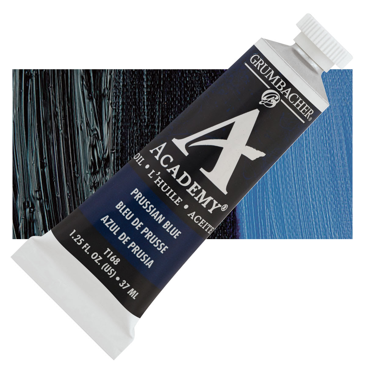 Grumbacher Academy Oil Color - Prussian Blue, 37 ml tube and swatch