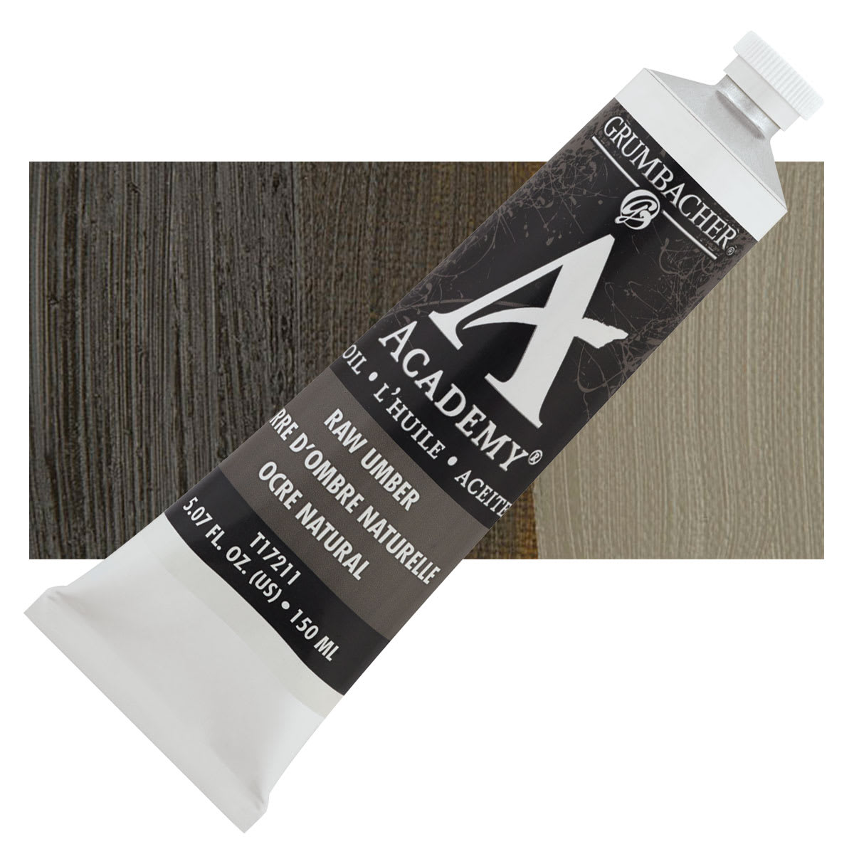 Grumbacher Academy Oil Color - Raw Umber, 150 ml tube and swatch