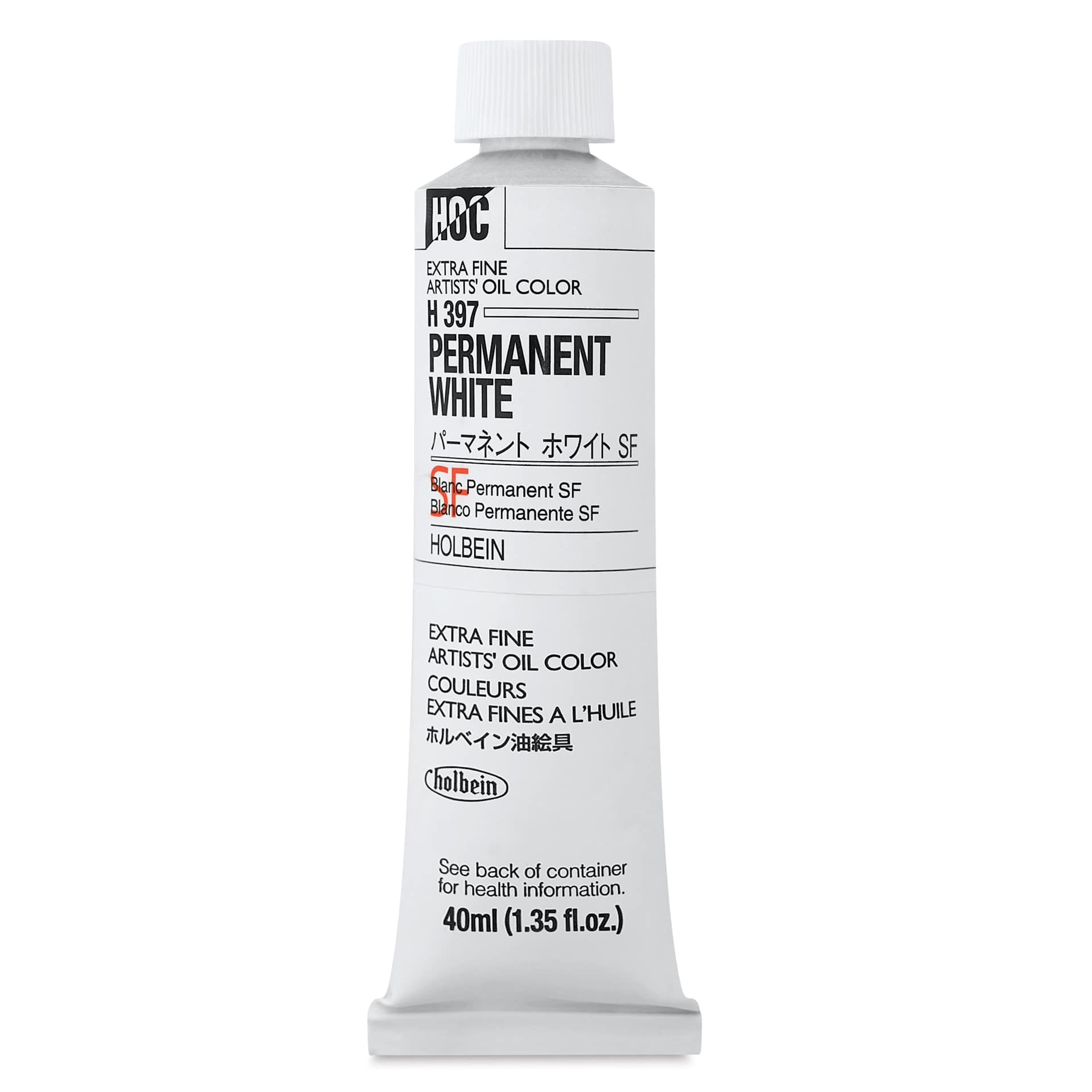 Holbein Artists' Oil Color - Permanent White SF, 40 ml tube, front
