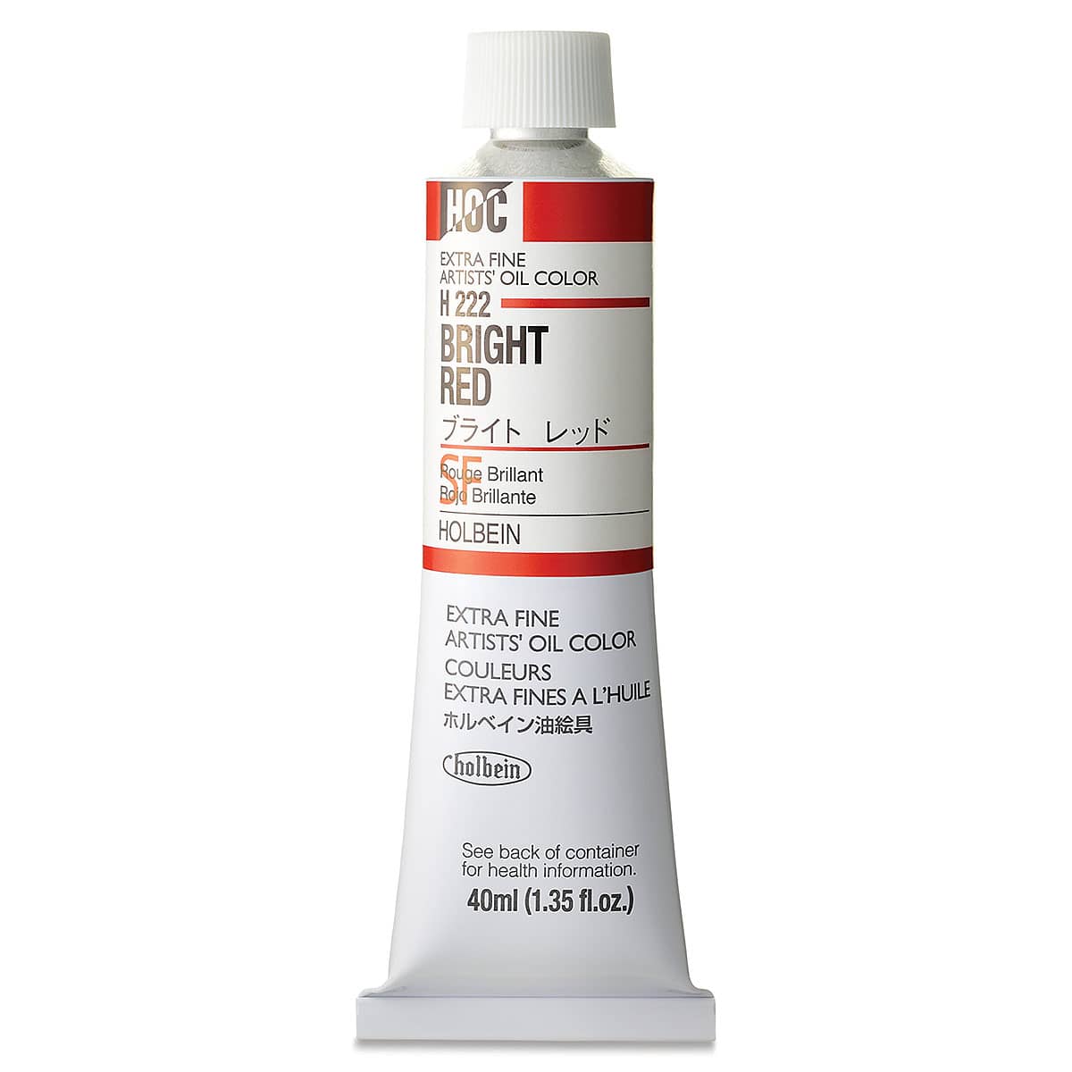 Holbein Artists' Oil Color - Bright Red, 40 ml tube