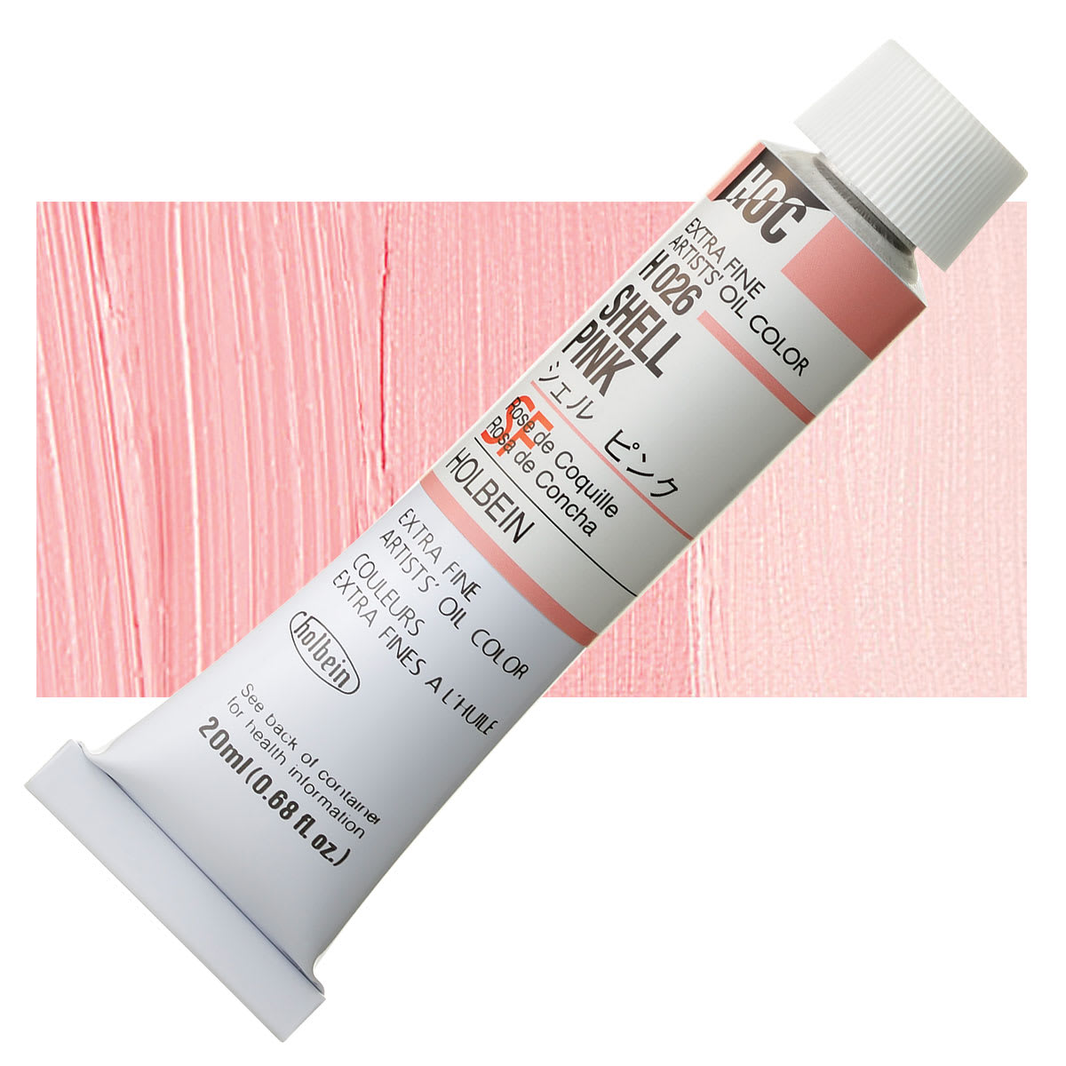Holbein Artists' Oil Color - Shell Pink, 20 ml tube and swatch Holbein Artists' Oil Color - Shell Pink, 20 ml tube and swatch