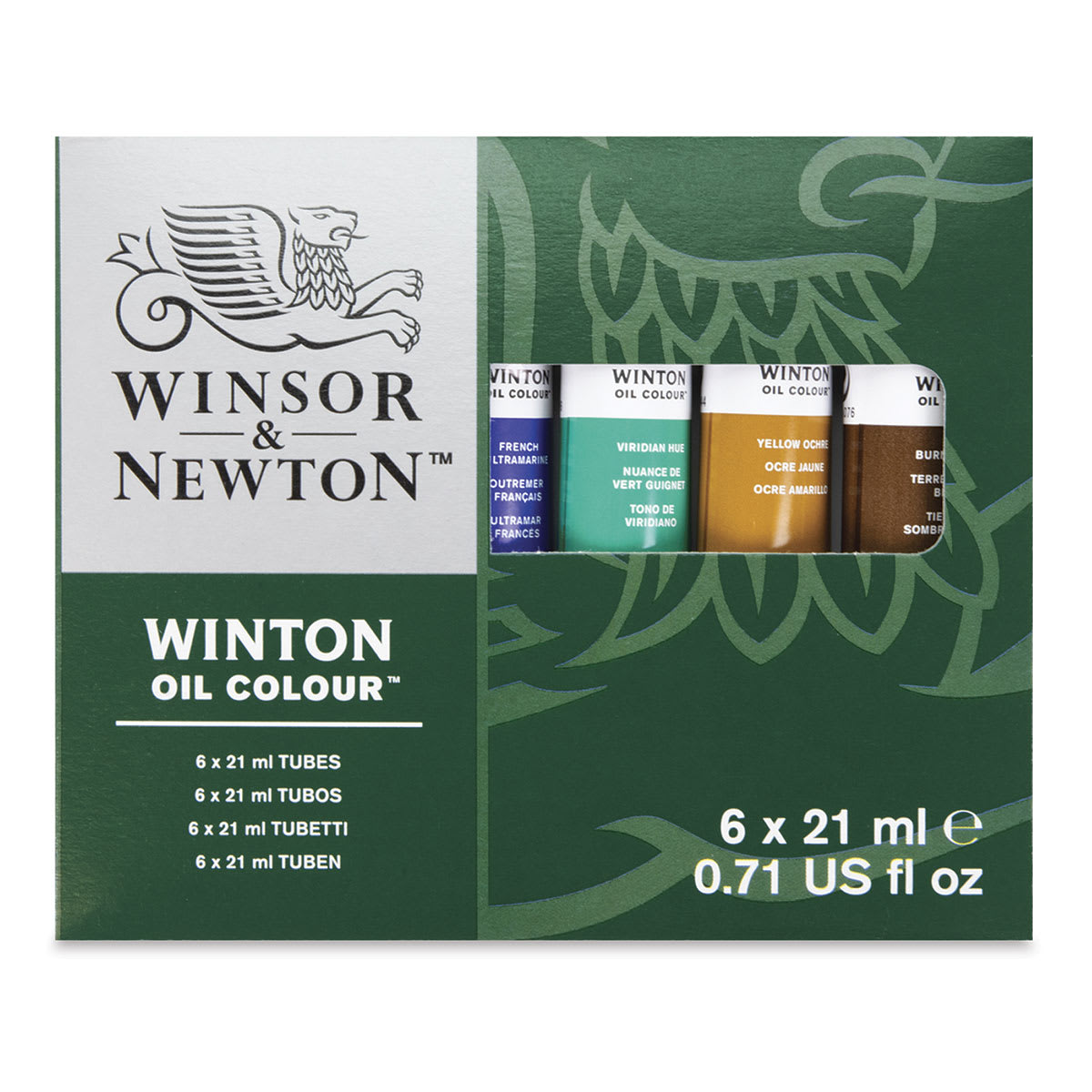 Winsor & Newton Winton Oil Paint - Introductory Set, Set of 6, Assorted Colors, 21 ml, Tubes (Front of packaging)