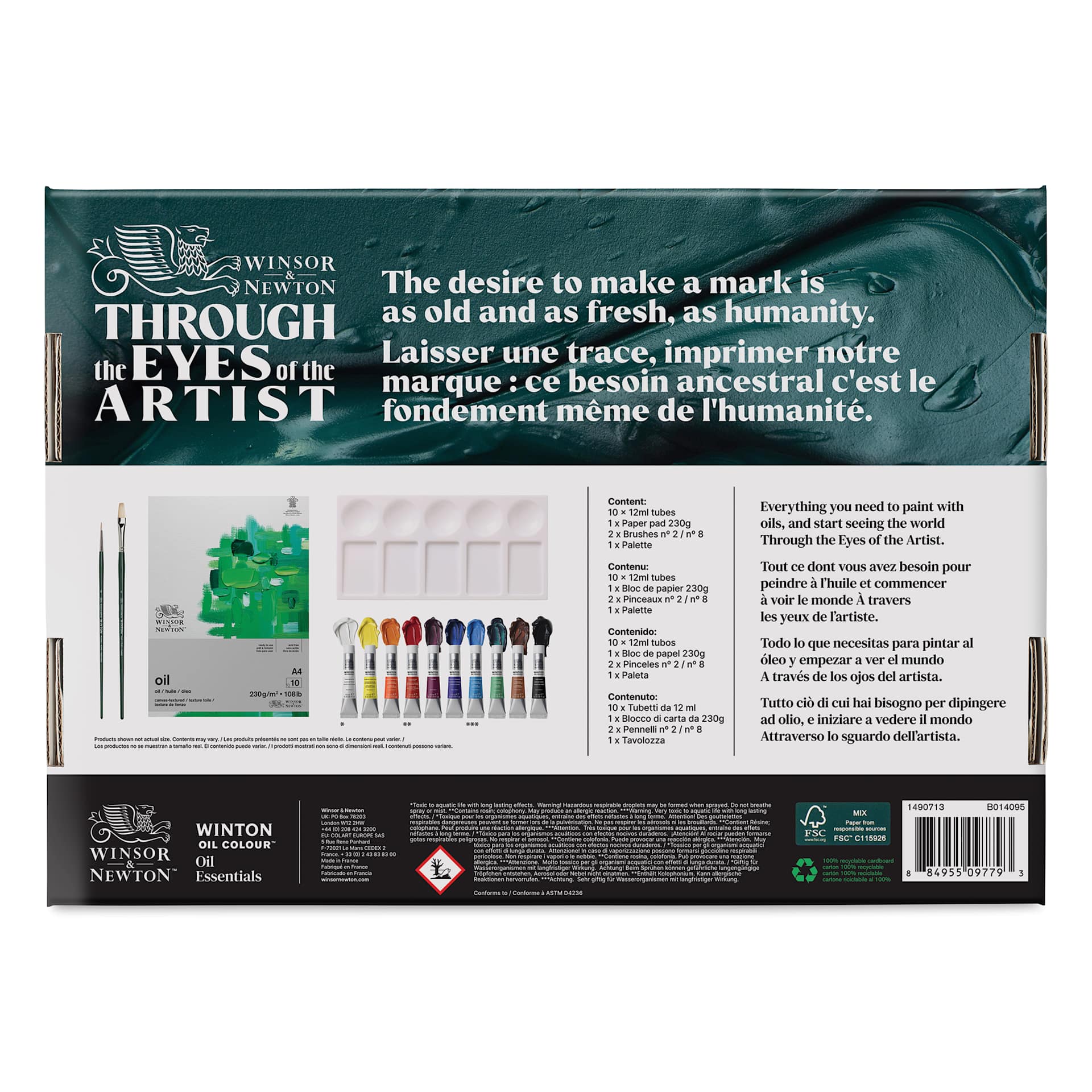 Winsor & Newton Winton Oil Colors - Set of 14, Essential Colors back of package