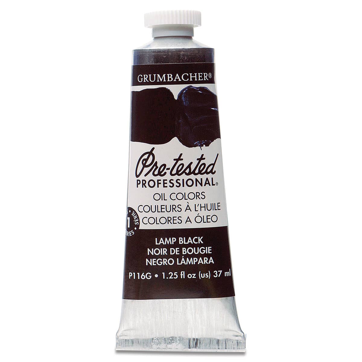 Grumbacher Pre-Tested Artists' Oil Color - Lamp Black, 1.25 oz tube