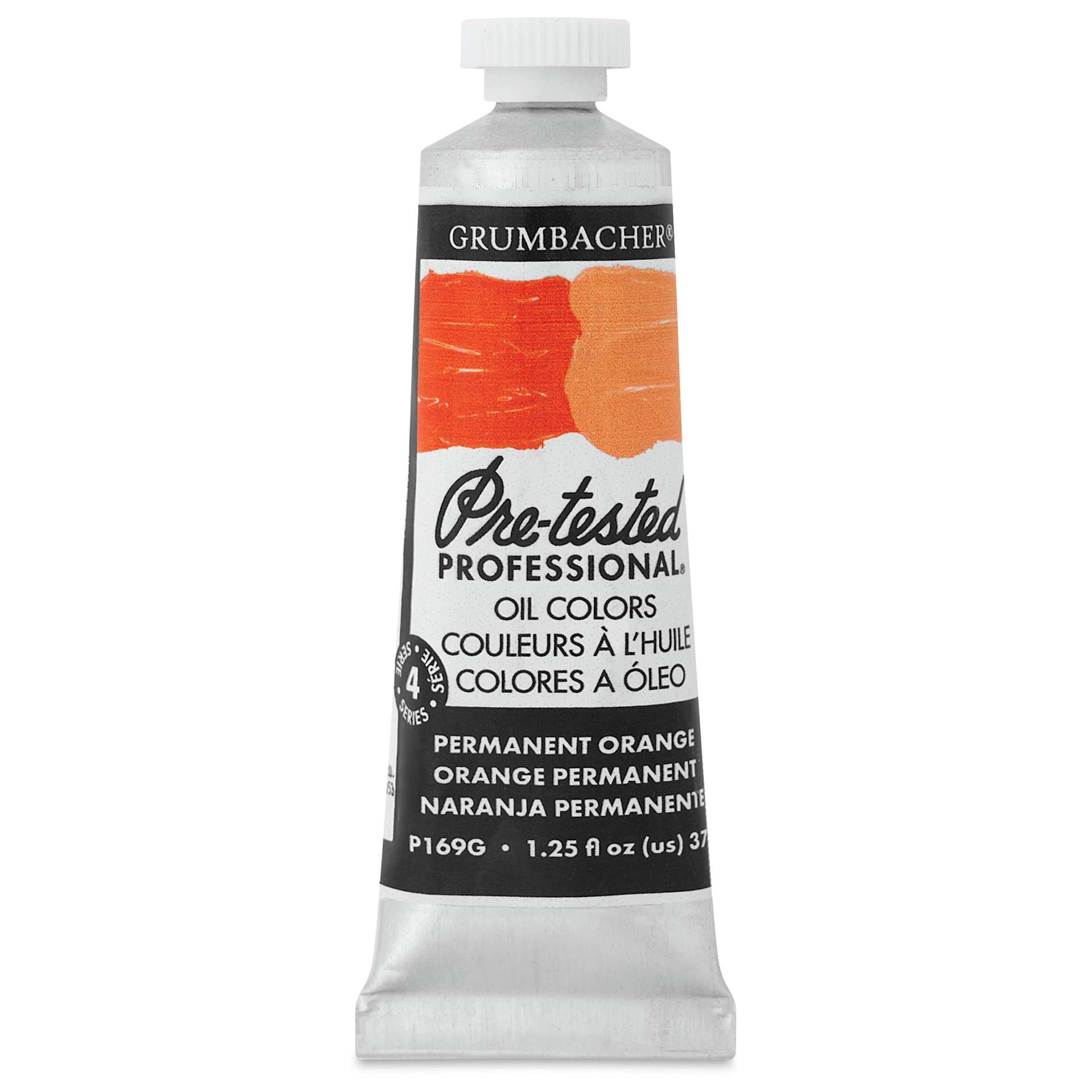 Grumbacher Pre-Tested Artists' Oil Color - Permanent Orange, 1.25 oz tube