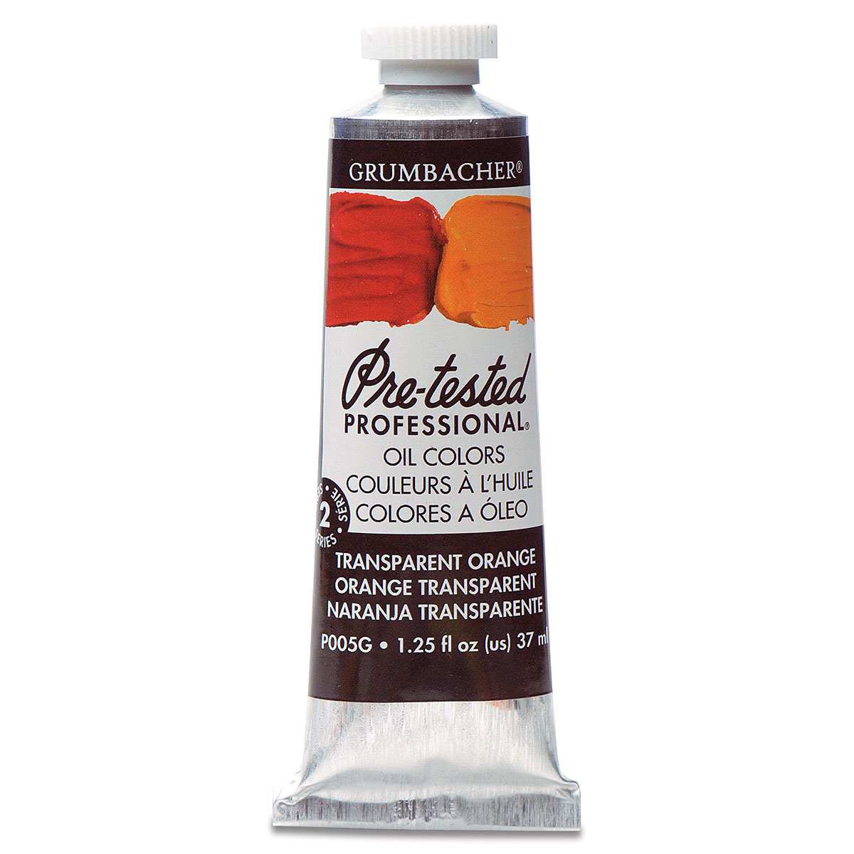 Grumbacher Pre-Tested Artists' Oil Color - Transparent Orange, 1.25 oz tube