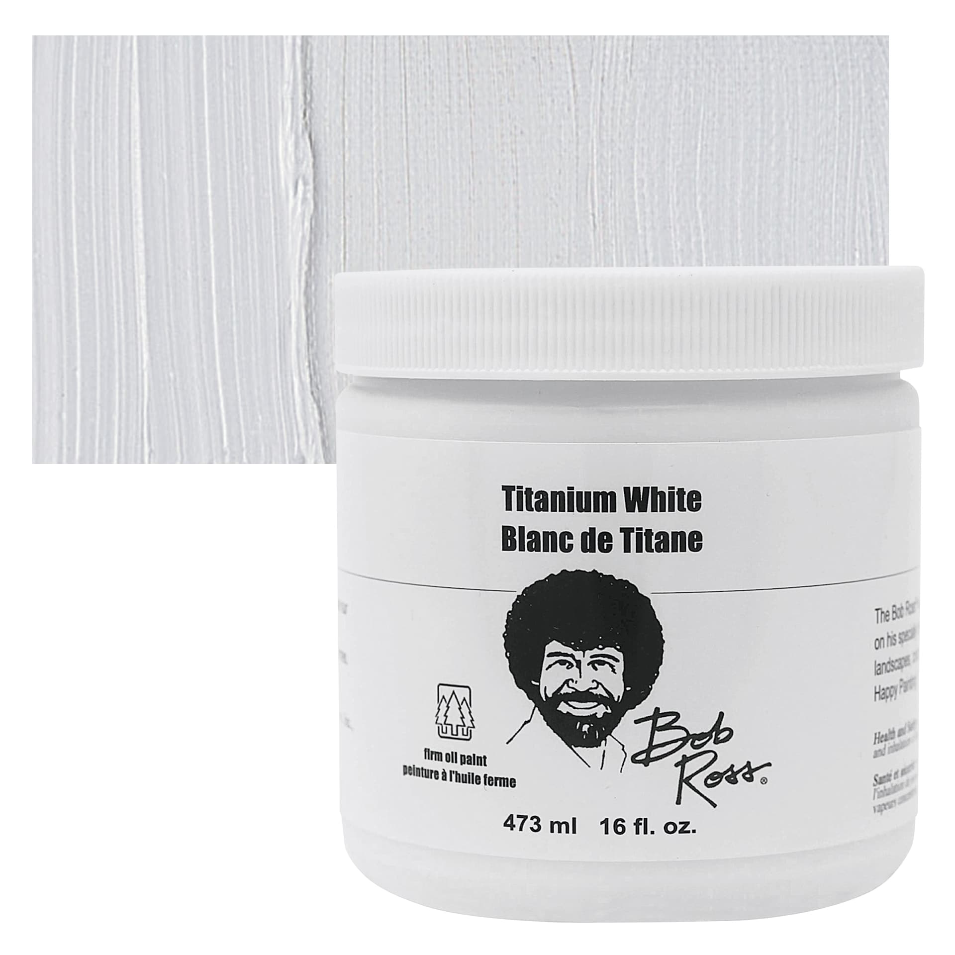 Bob Ross Oil Color - Titanium White, 16 oz jar and swatch