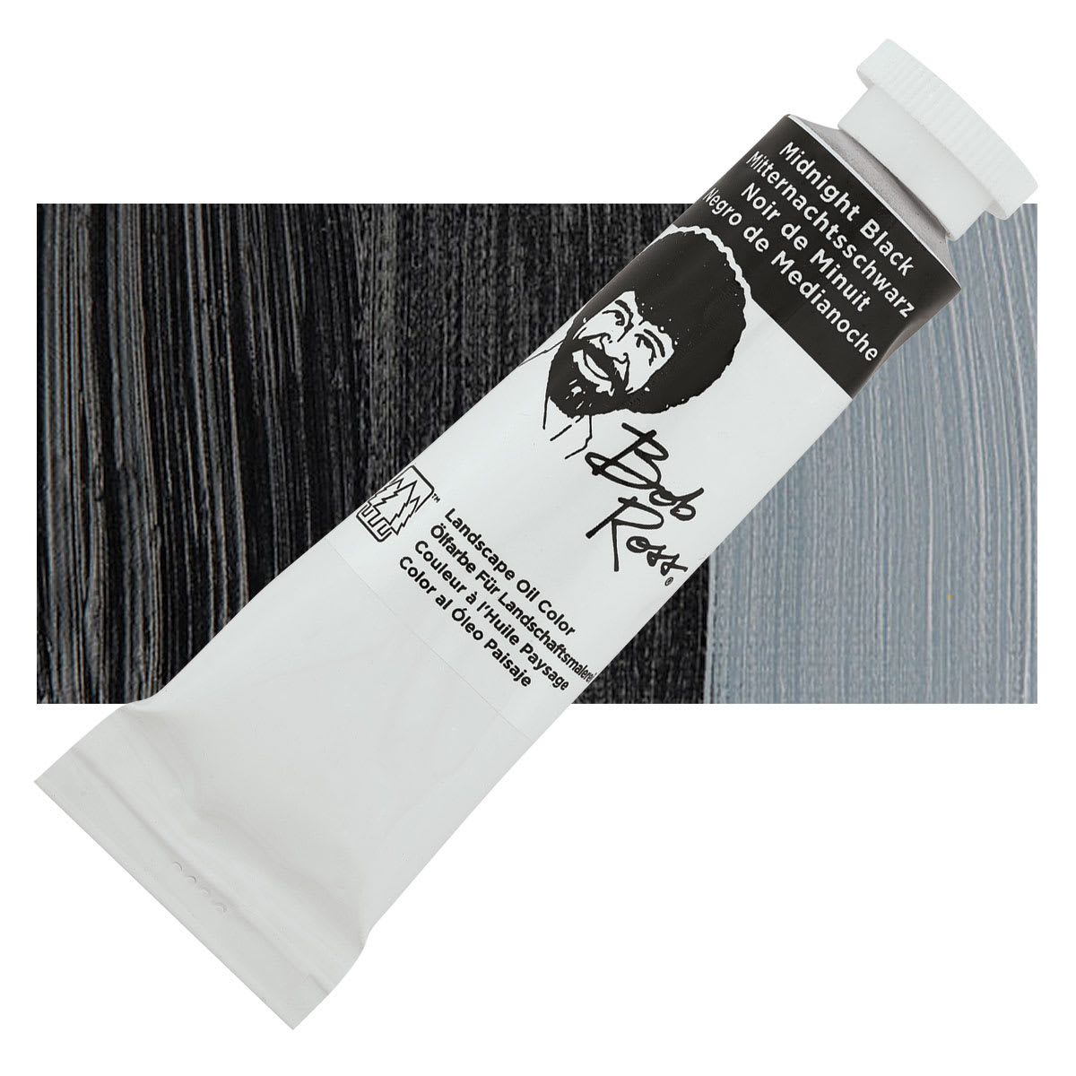 Bob Ross Oil Color - Midnight Black, 1.25 oz tube and swatch