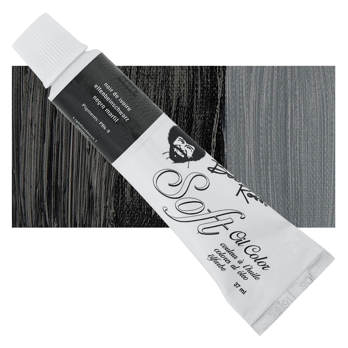Bob Ross Soft Oil Color - Ivory Black, 1.25 oz tube and swatch