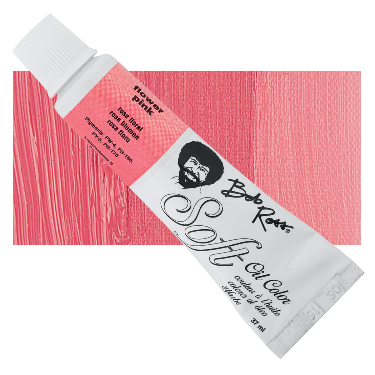 Bob Ross Soft Oil Color - Flower Pink, 1.25 oz tube and swatch