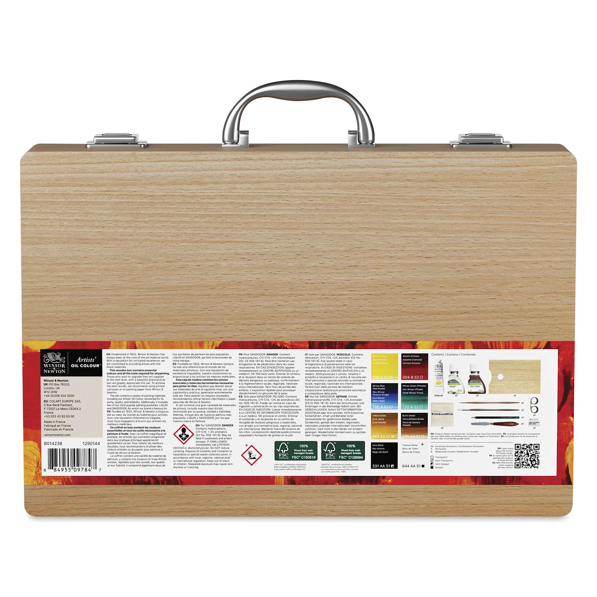 Winsor & Newton Artists' Oil Colors - Set of 19, Studio Case Set back of case