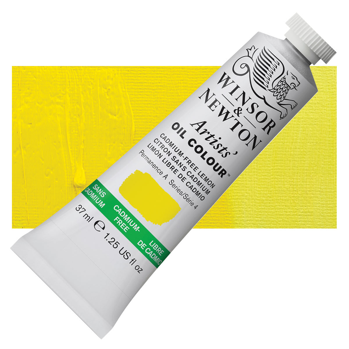 Winsor & Newton Artists' Oil Color - Cadmium Free Lemon, 37 ml, Tube and swatch
