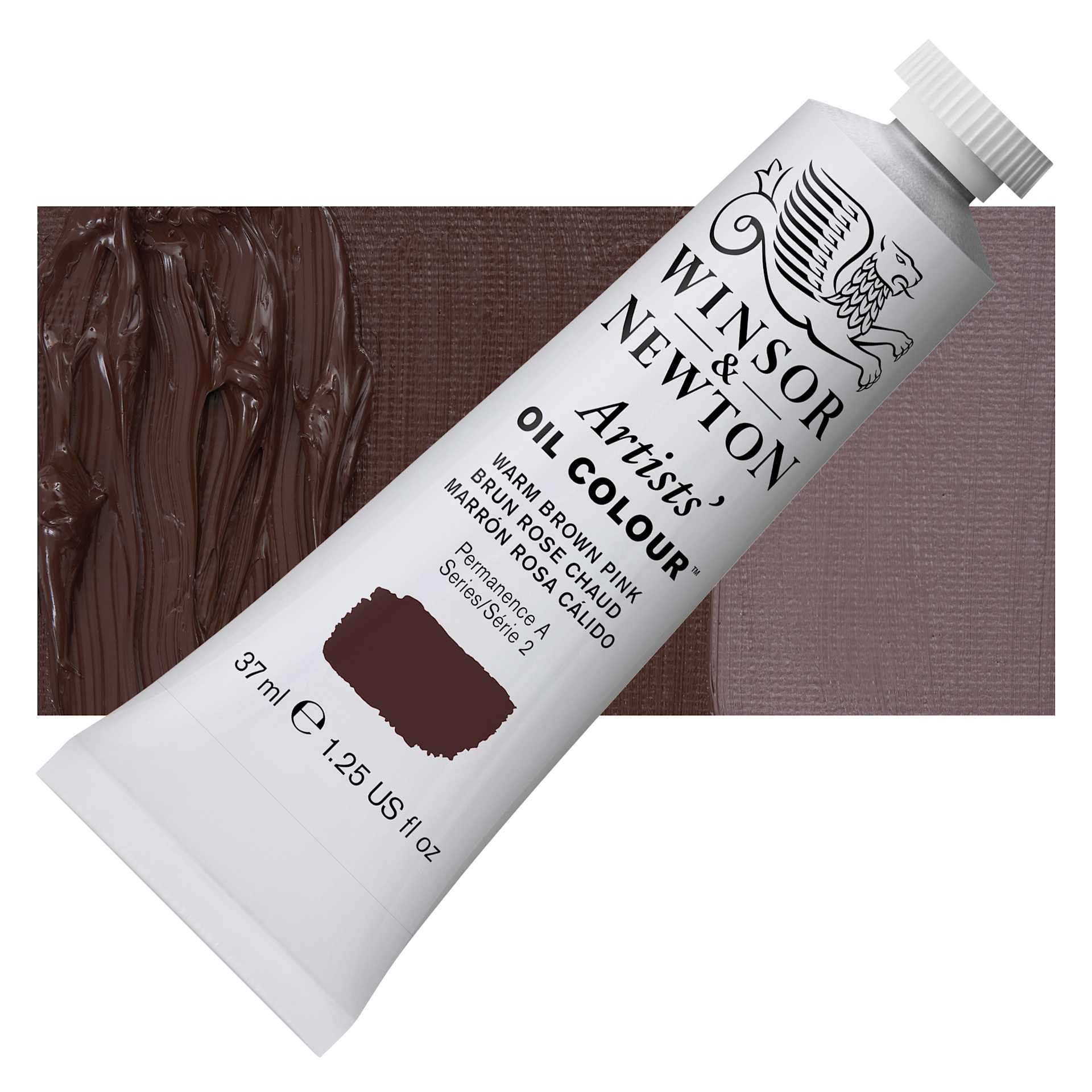 Winsor & Newton Artists' Oil Color - Warm Brown Pink, 37 ml tube and swatch