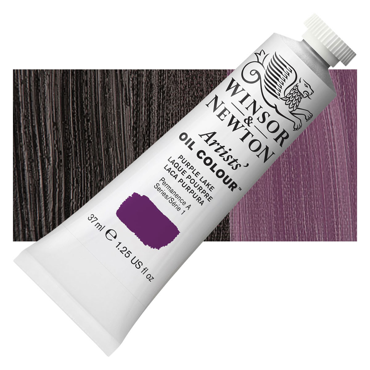 Winsor & Newton Artists' Oil Color - Purple Lake, 37 ml tube and swatch