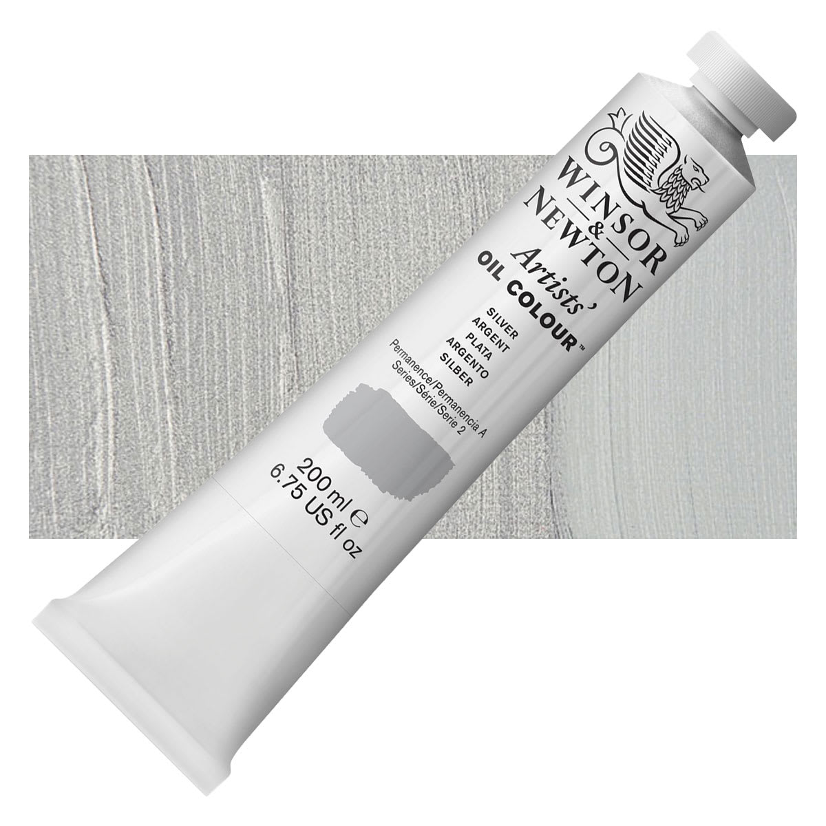 Winsor & Newton Artists' Oil Color - Silver, 200 ml tube and swatch Winsor & Newton Artists' Oil Color - Silver, 200 ml tube and swatch