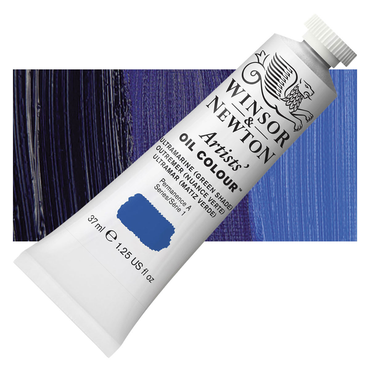 Winsor & Newton Artists' Oil Color - Ultramarine Green Shade, 37 ml tube and swatch
