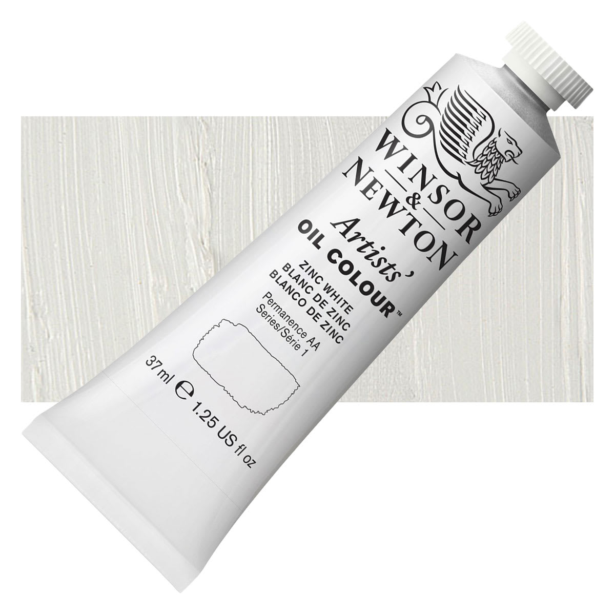 Winsor & Newton Artists' Oil Color - Zinc White, 37 ml tube and swatch