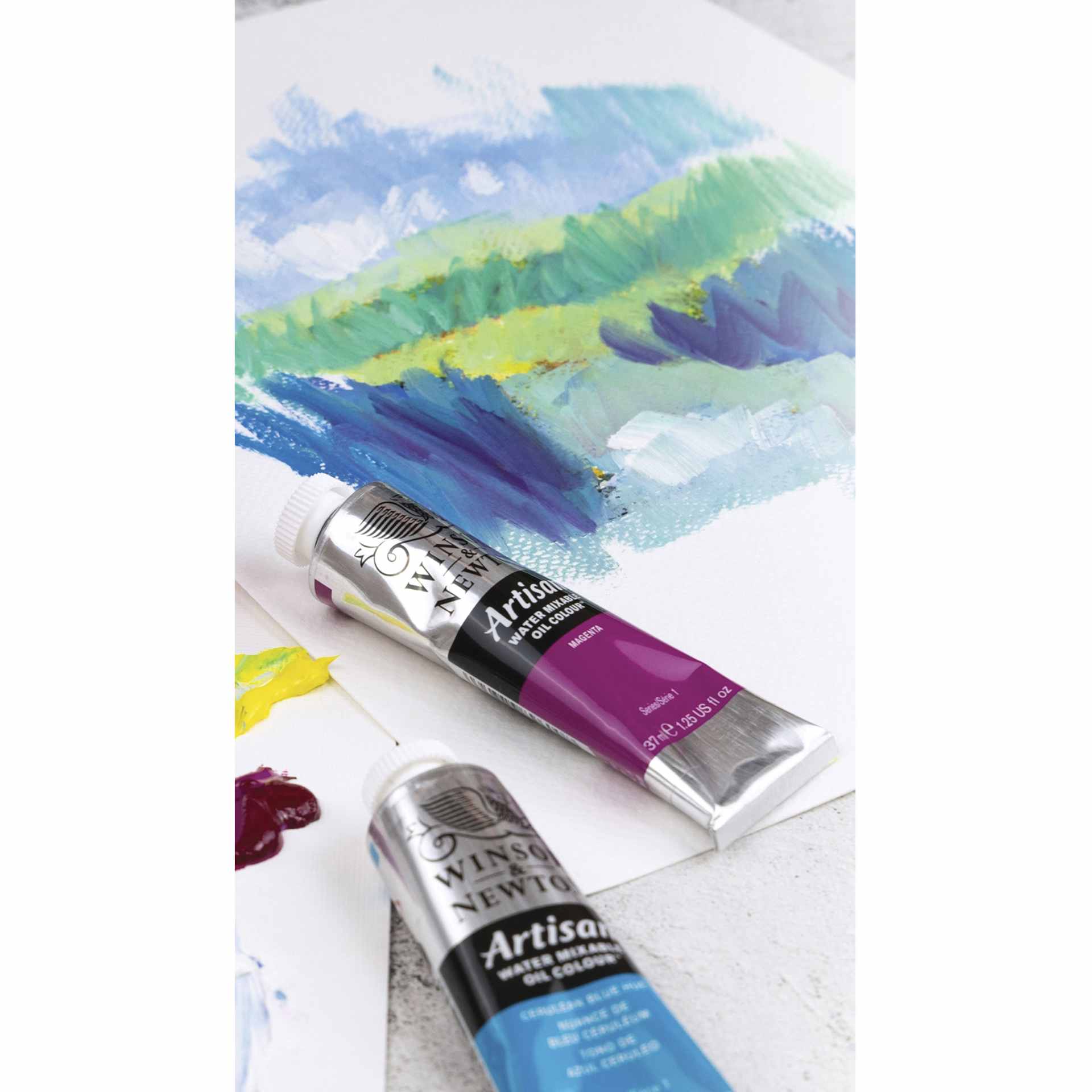 Winsor & Newton Artisan Water Mixable Oil Paint -Set of 10, Studio Set, 37 ml, tubes on paper