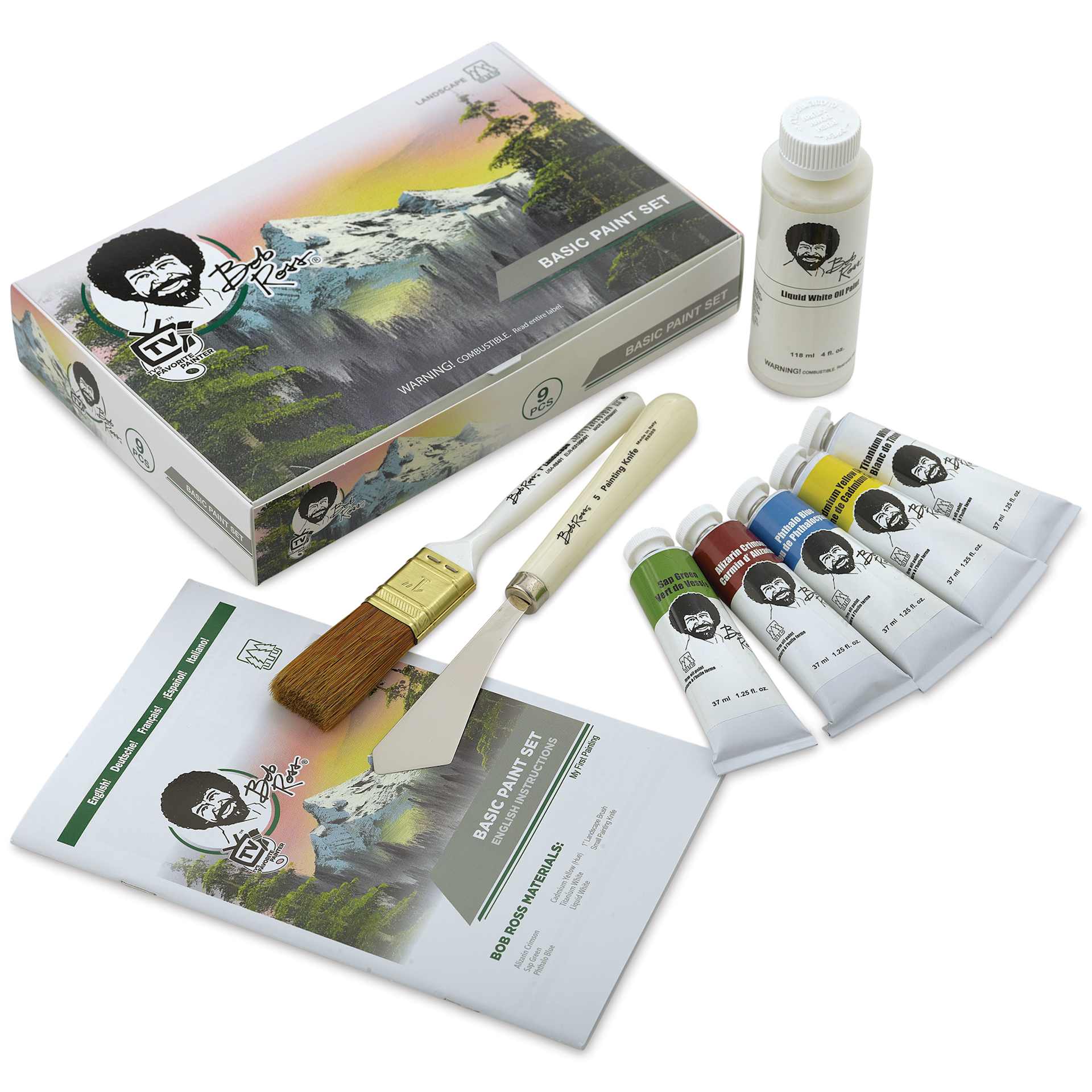 Bob Ross Basic Paint Set - Set of 5, Assorted Colors showing set contents