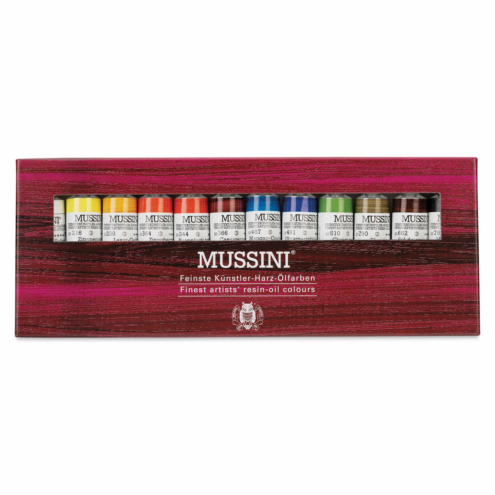 Front of Schmincke Mussini Oil Color - Set of 12, Assorted Colors package