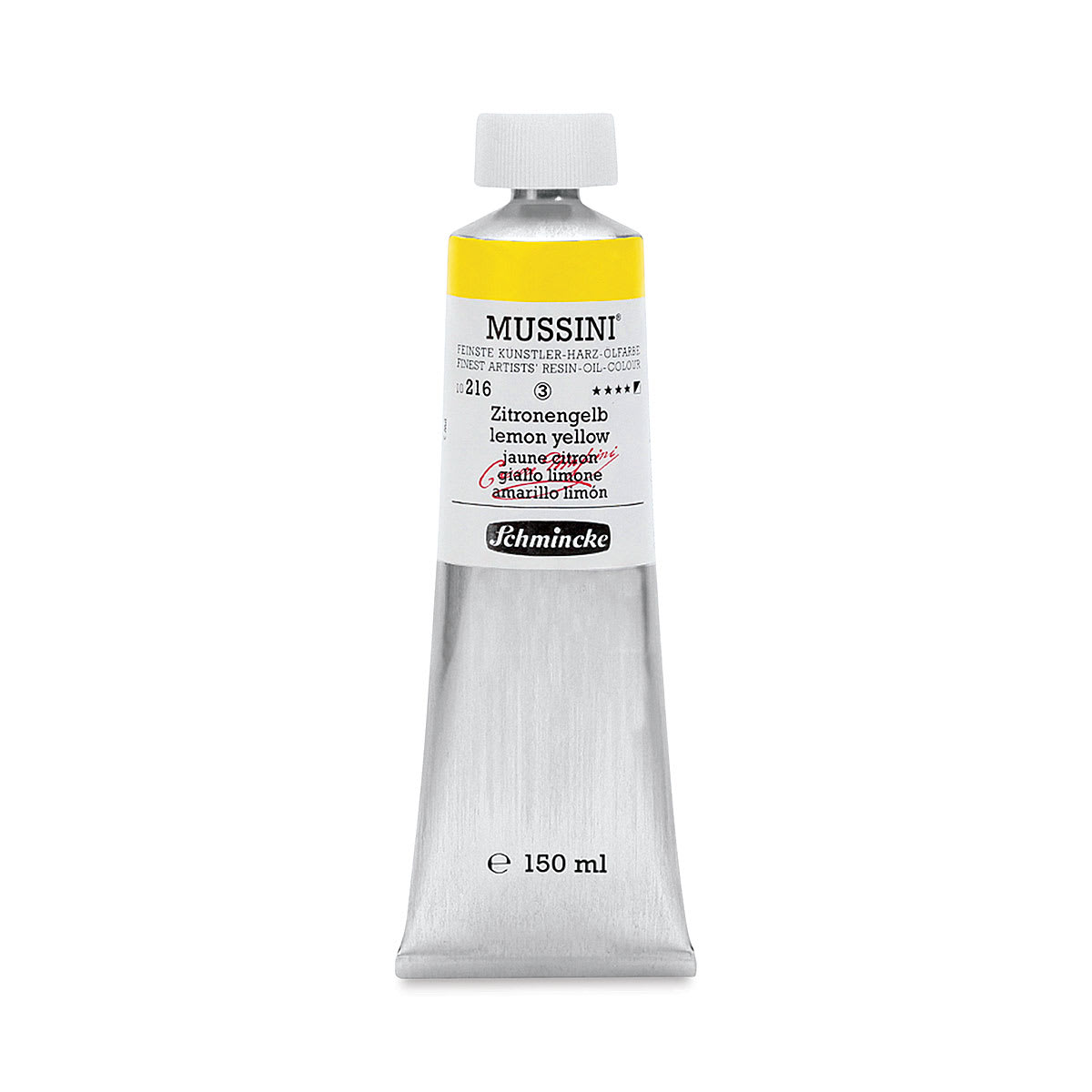 Schmincke Mussini Oil Colors - Lemon Yellow, 150 ml tube
