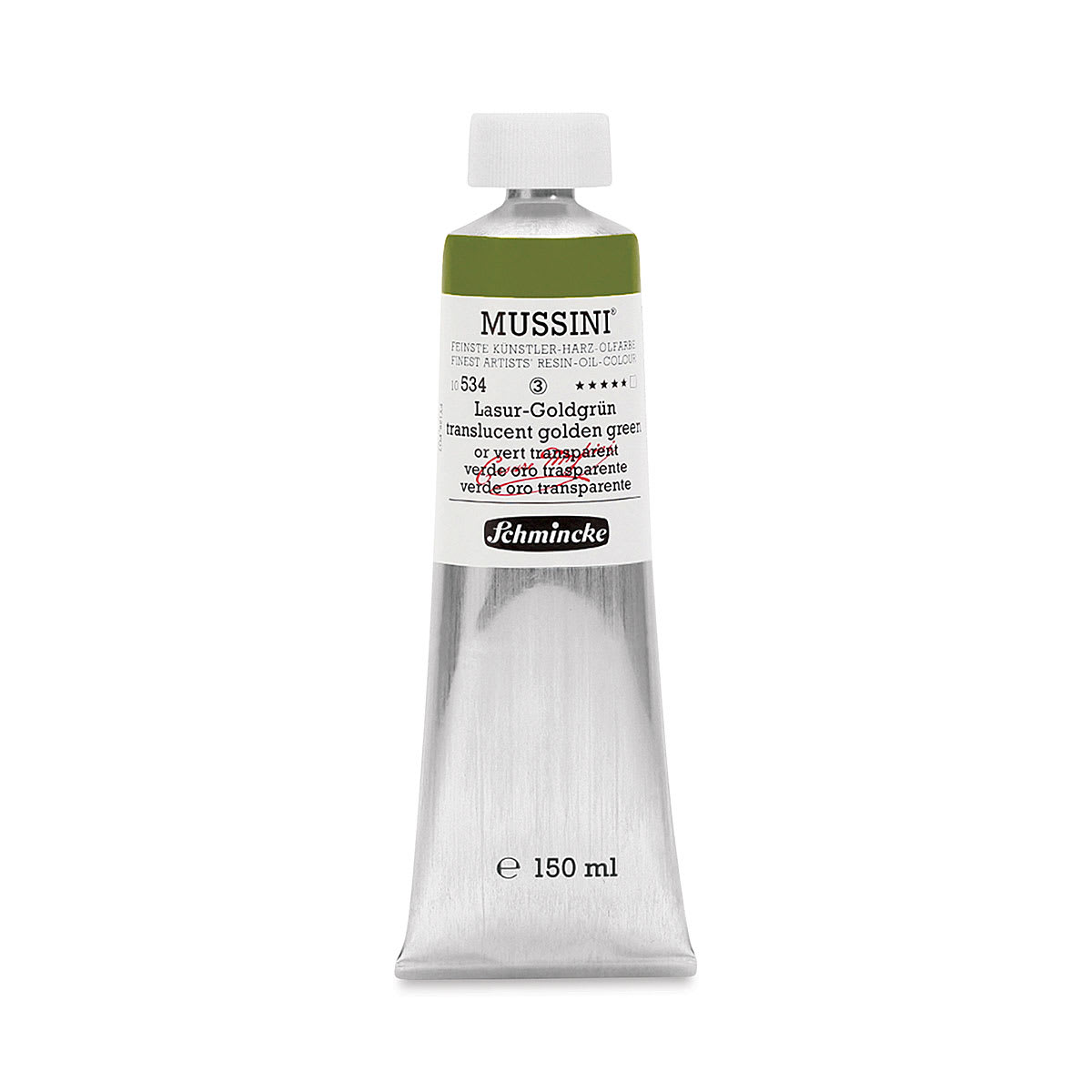Schmincke Mussini Oil Color - Translucent Golden Green, 150 ml tube