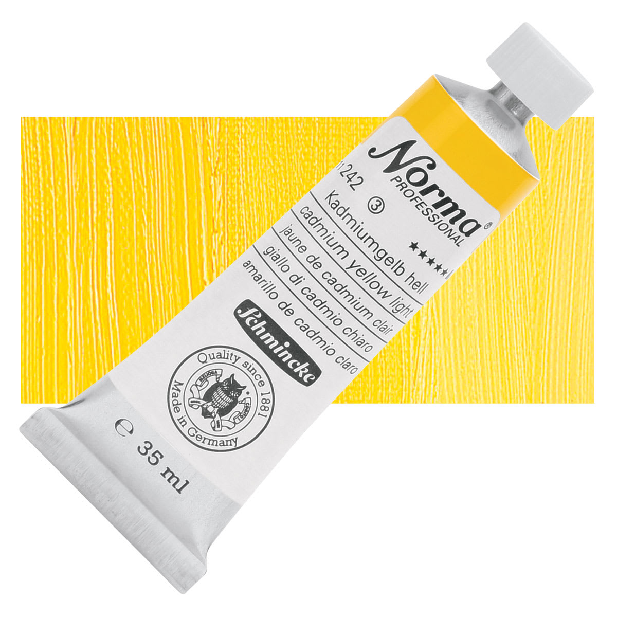 Schmincke Norma Professional Oil Paint - Cadimum Yellow Light, 35 ml, Tube with swatch