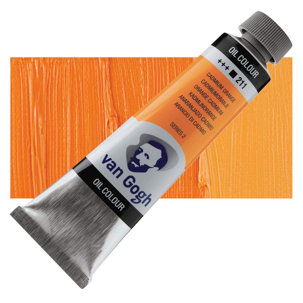 Van Gogh Oil Paint - Cadmium Orange, 40 ml tube and swatch