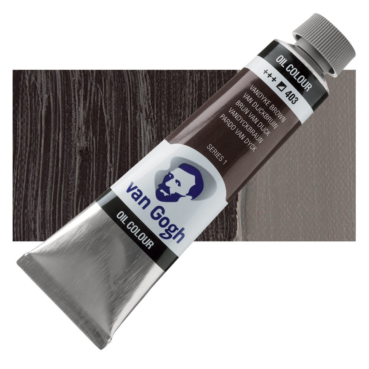 Van Gogh Oil Paint - Vandyke Brown, 40 ml tube and swatch