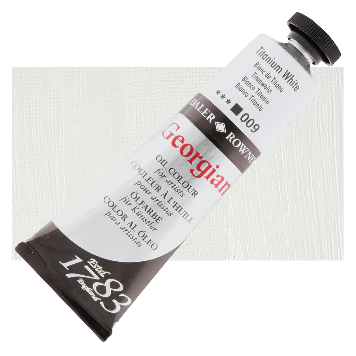 Daler-Rowney Georgian Oil Color - Titanium White, 38 ml tube and swatch Daler-Rowney Georgian Oil Color - Titanium White, 38 ml tube and swatch