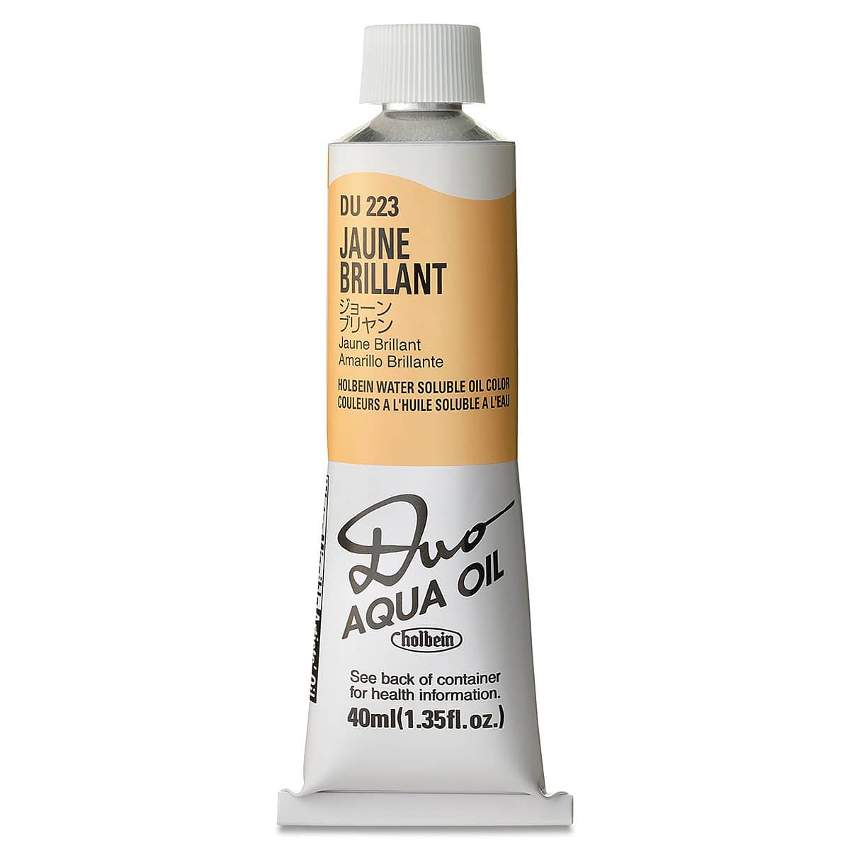 Holbein Duo Aqua Water Soluble Oils - Jaune Brilliant, 40 ml tube