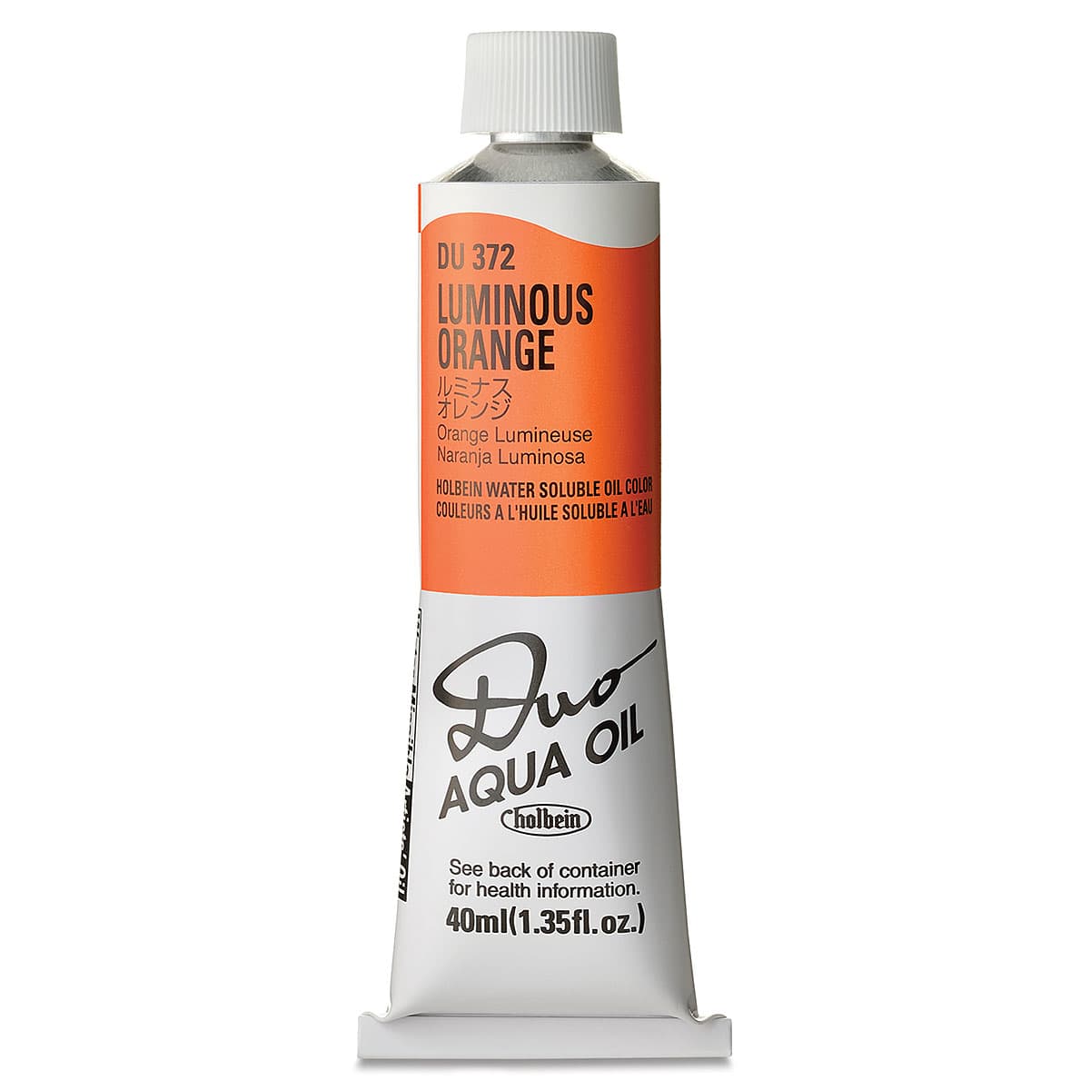 Holbein Duo Aqua Water Soluble Oils - Luminous Orange, 40 ml tube
