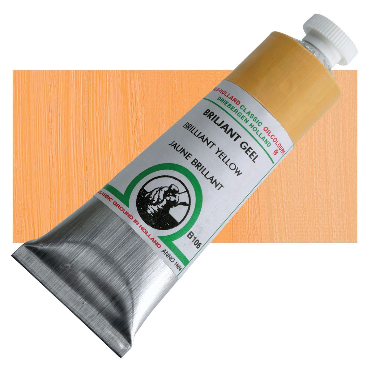 Old Holland Classic Oil Color - Brilliant Yellow, 40 ml tube and swatch