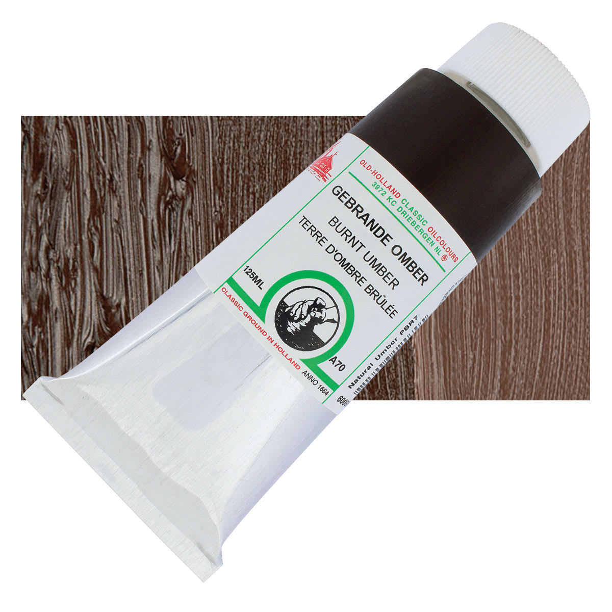 Old Holland Classic Oil Color - Burnt Umber, 125 ml tube and swatch