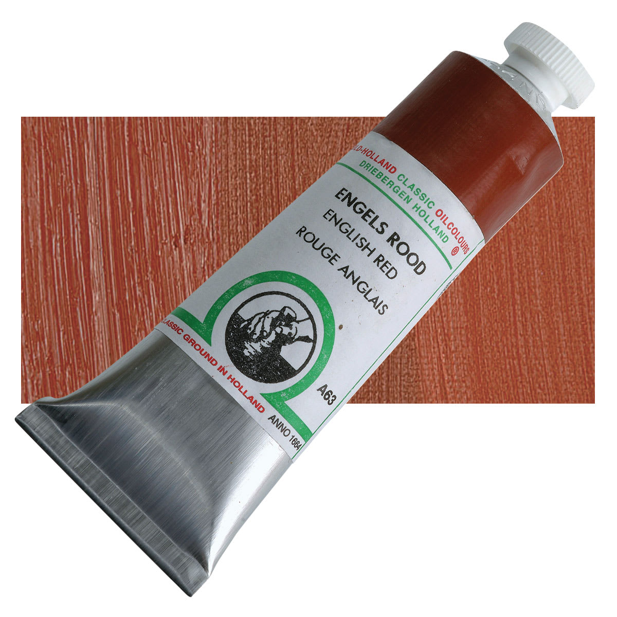 Old Holland Classic Oil Color - English Red, 40 ml tube and swatch